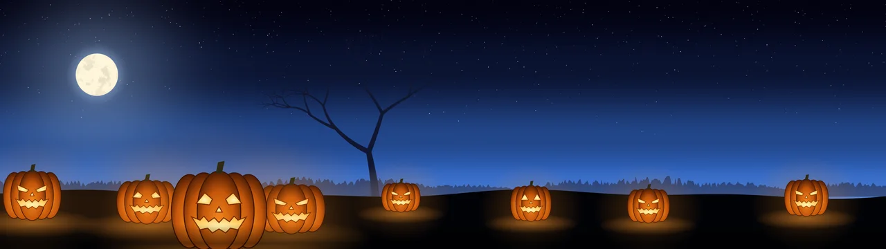 Blue Jack O Lantern Pumpkins dual monitor wallpaper, 7680 × 2160