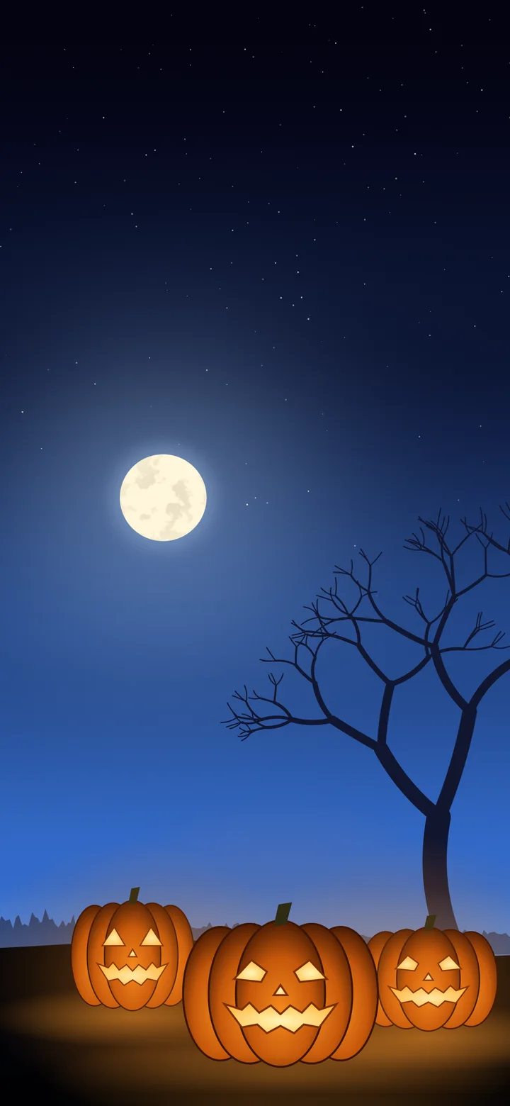 Blue Jack O Lantern Pumpkins wallpaper for iPhone and Android