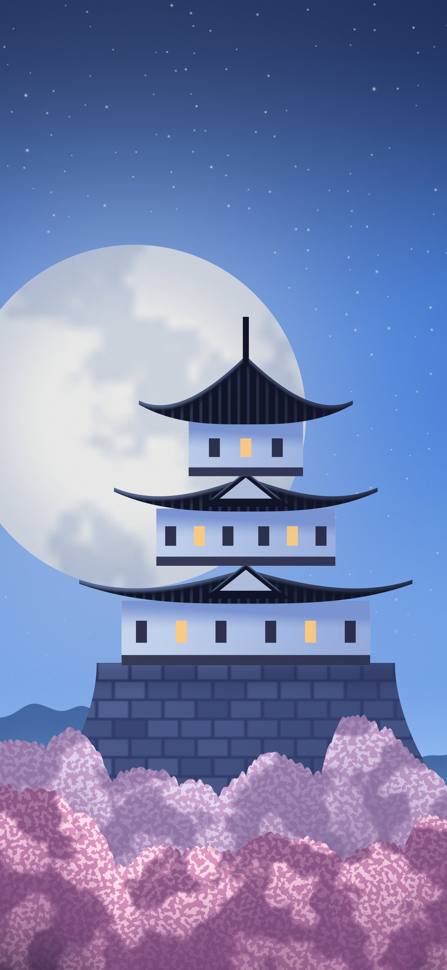 Blue Japanese Castle wallpaper for iPhone and Android