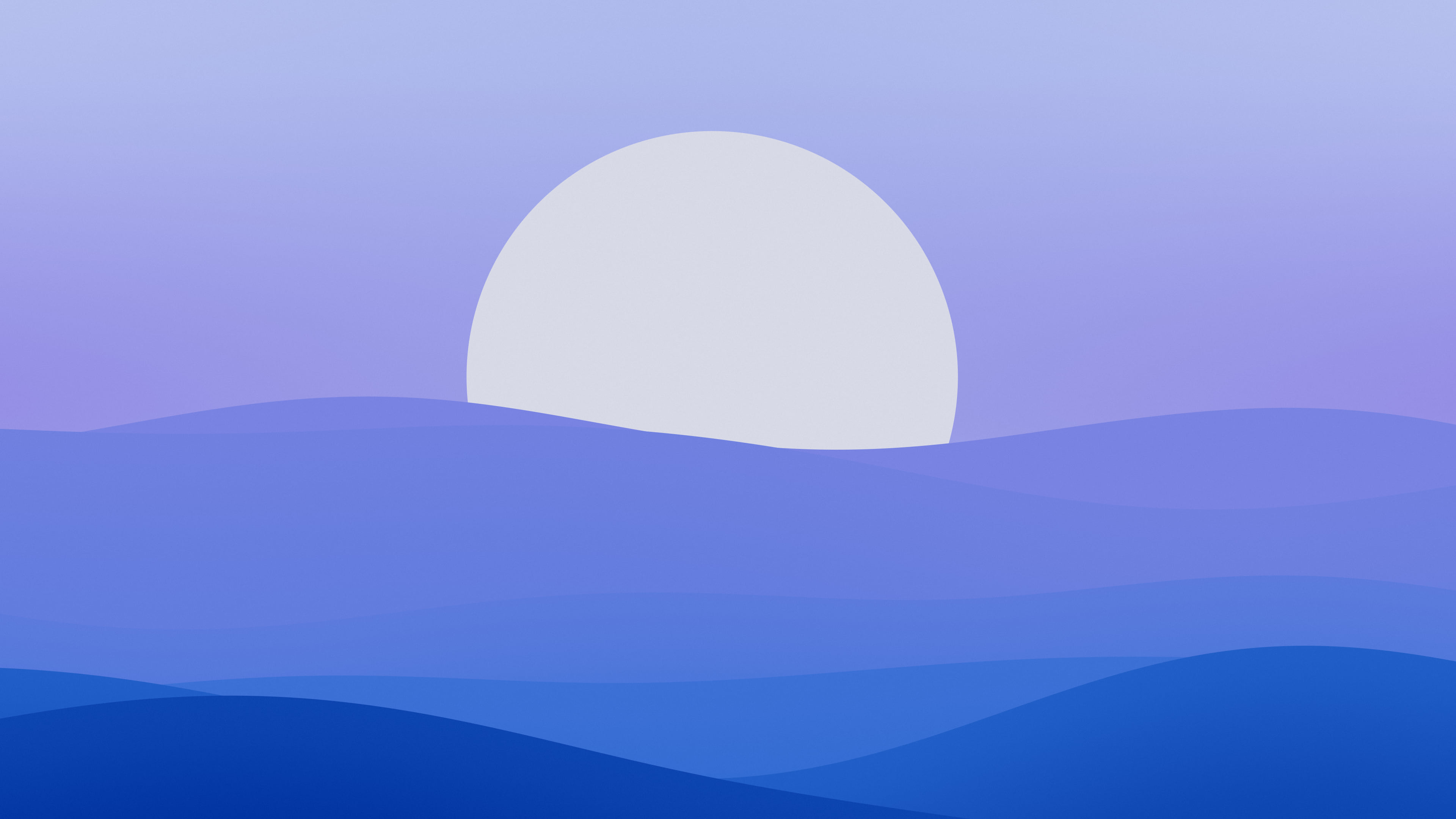 Blue Minimalist Sunset Hills desktop wallpaper in 4K