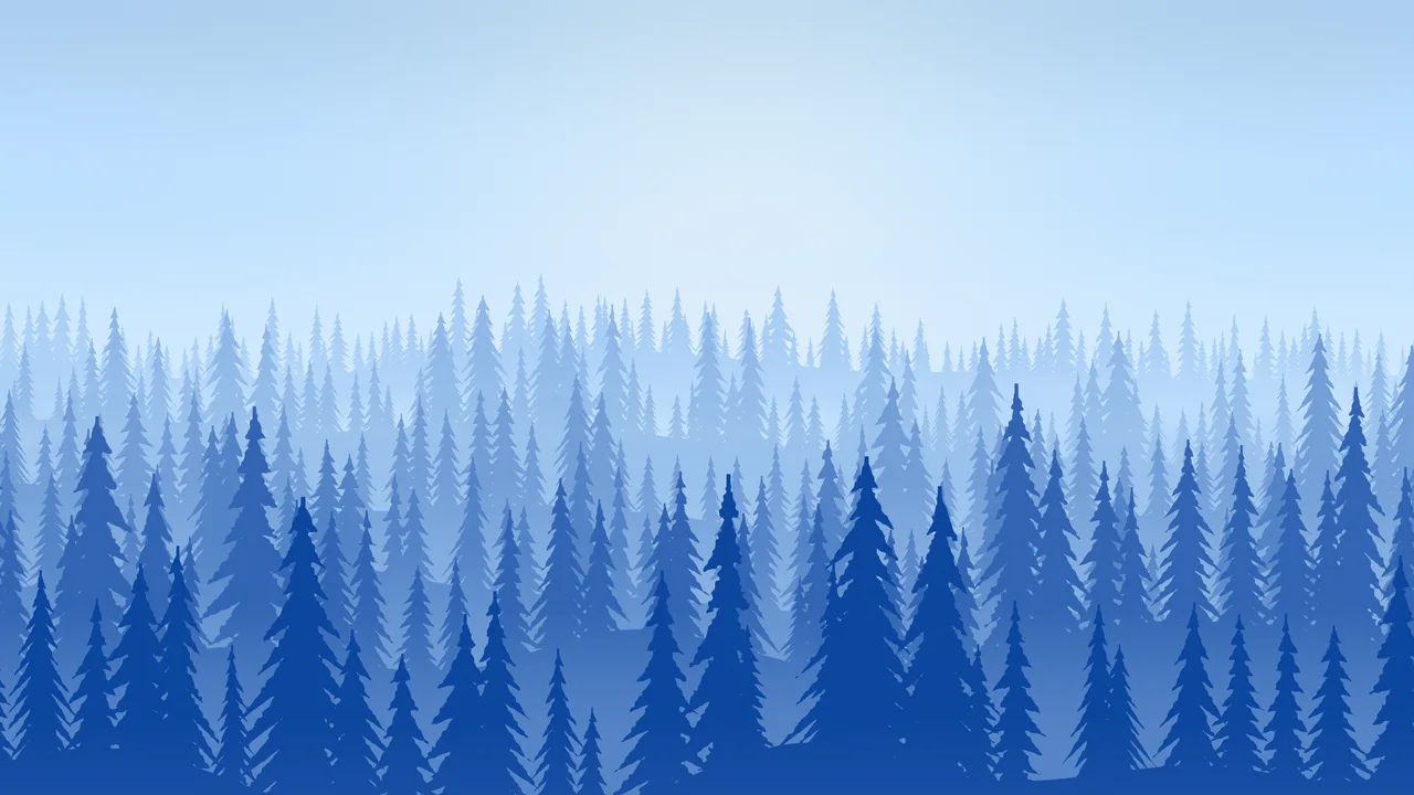 Blue Misty Pine Forest desktop wallpaper in 4K