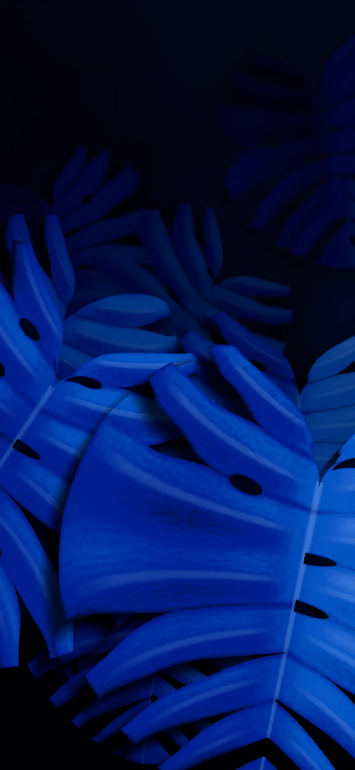 Blue Monstera Leaves wallpaper for iPhone and Android