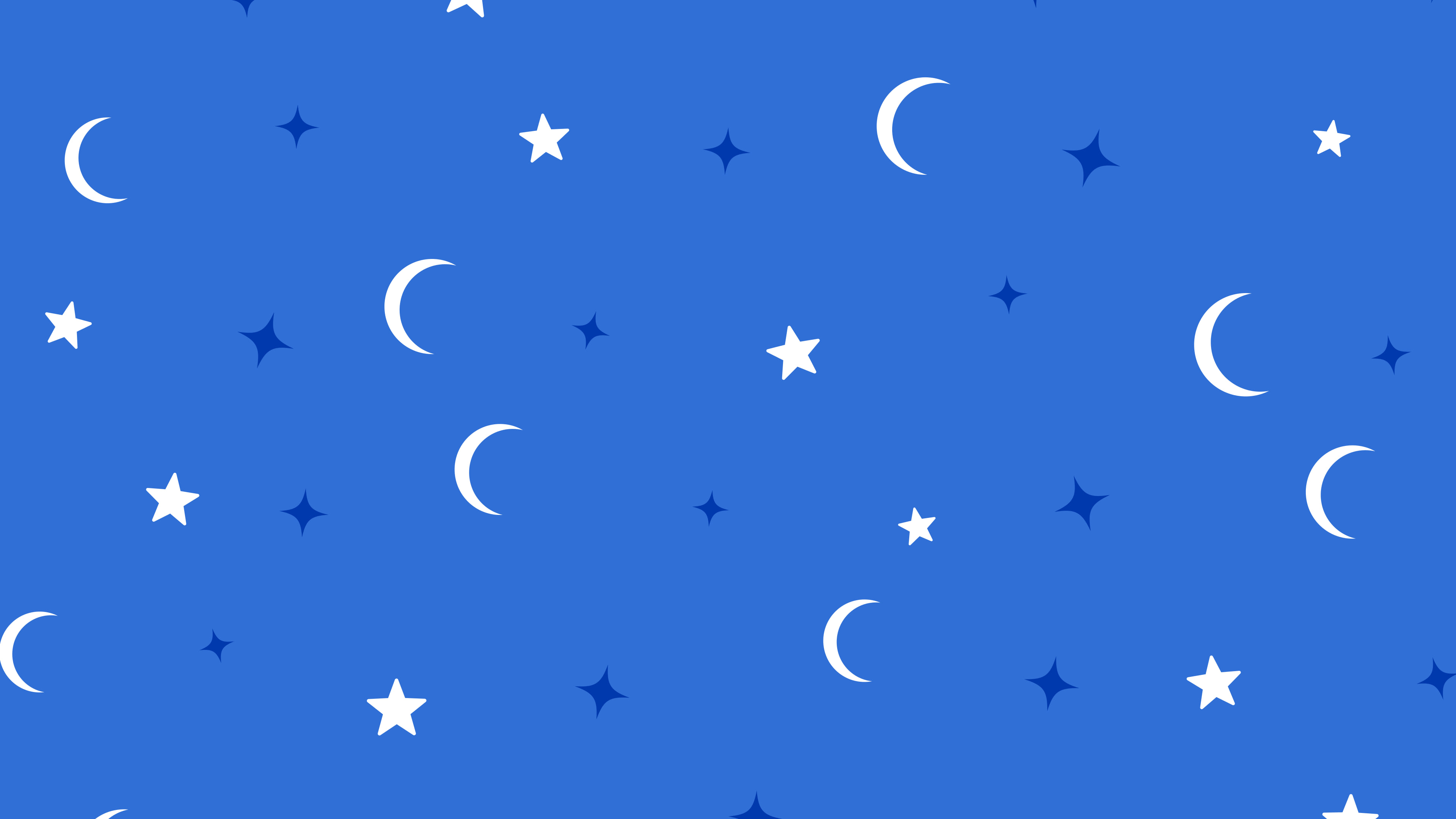 Blue Moon and Stars Pattern desktop wallpaper in 4K