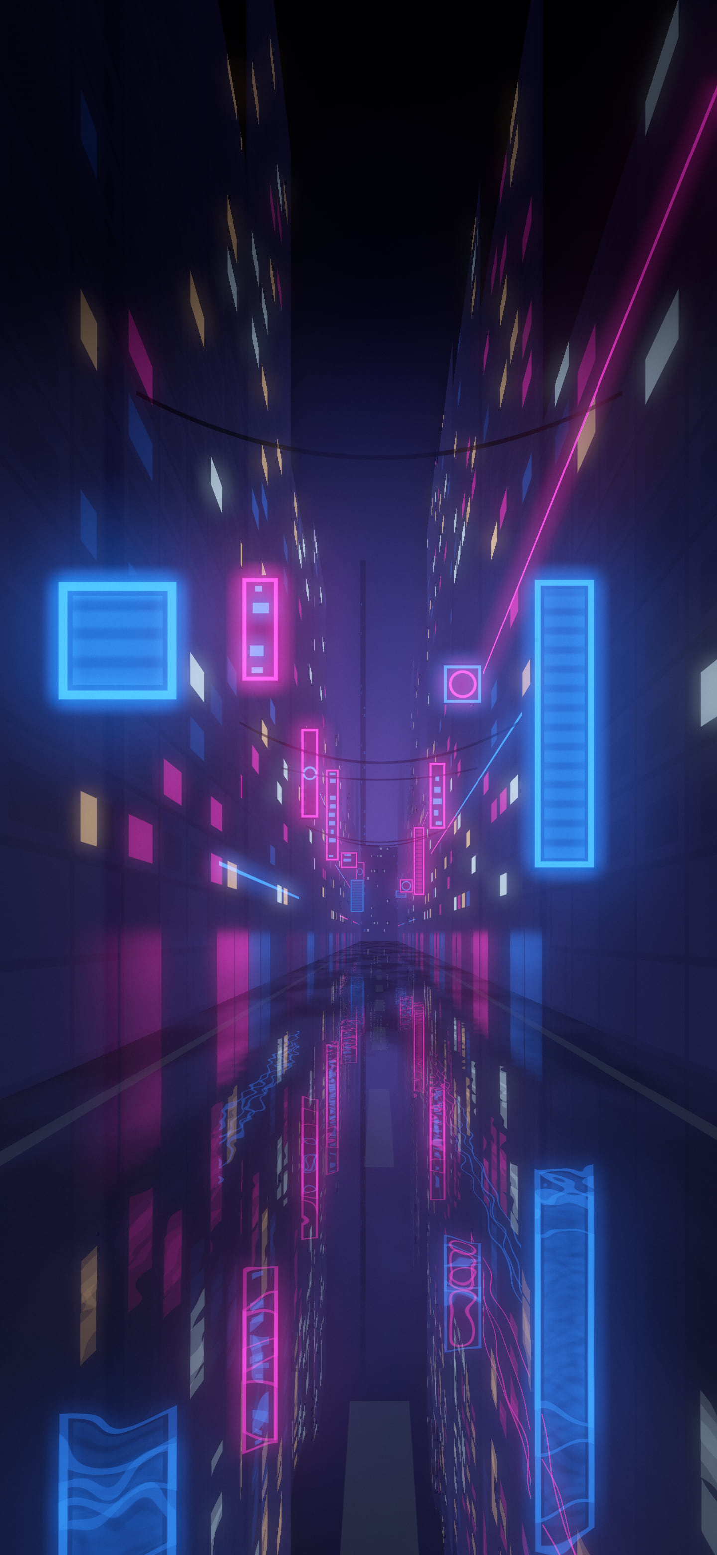 Blue Neon City Street wallpaper for iPhone and Android