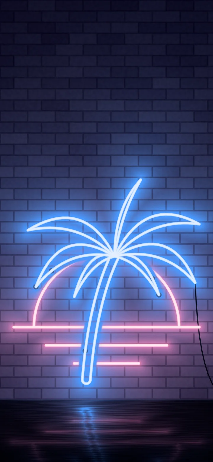 Blue Neon Palm Tree wallpaper for iPhone and Android
