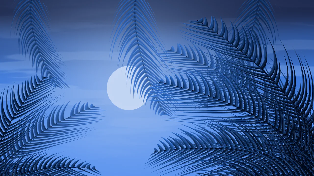 Blue Palm Leaves desktop wallpaper in 4K