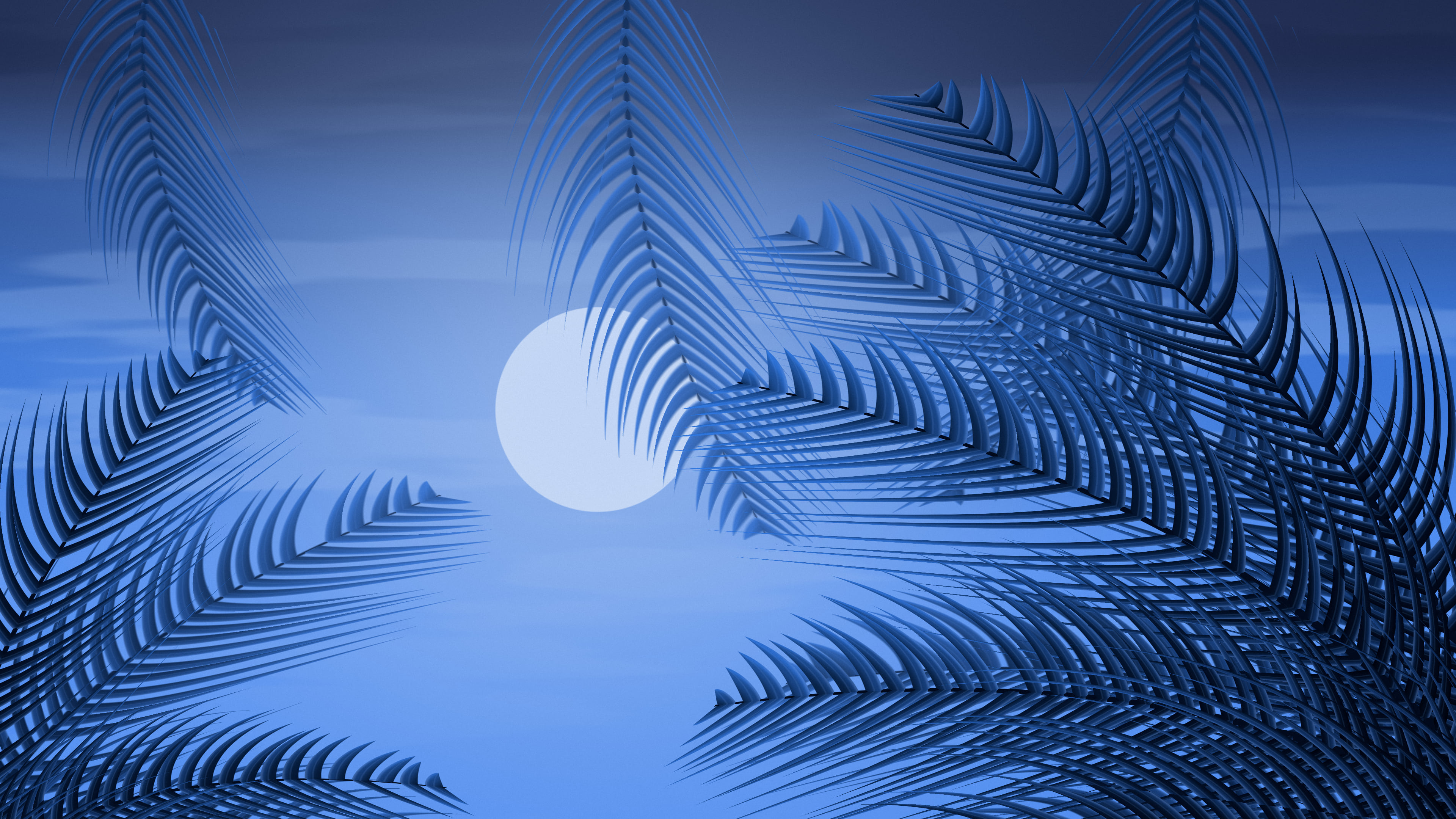 Blue Palm Leaves desktop wallpaper in 4K