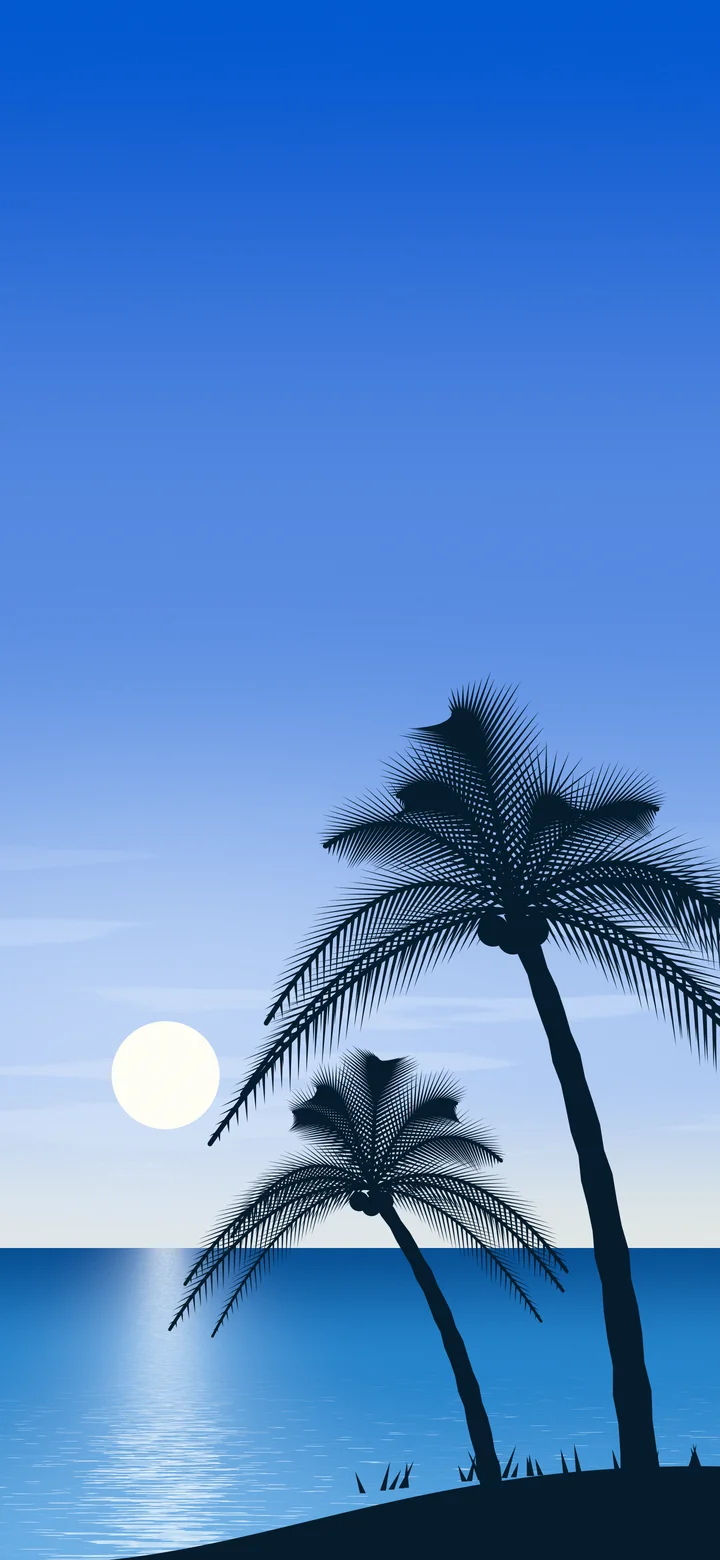 Blue Palm Tree Beach wallpaper for iPhone and Android