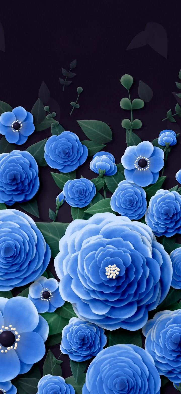 Blue Paper Flower Garden wallpaper for iPhone and Android
