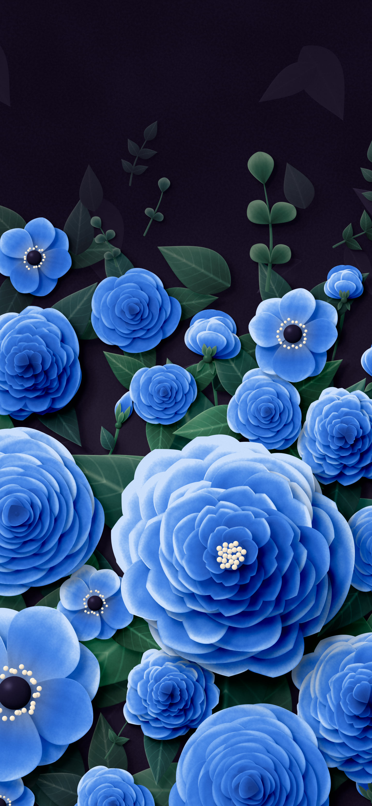 Blue Paper Flower Garden wallpaper for iPhone and Android