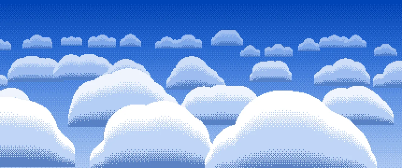 Blue Pixel Art Clouds ultrawide wallpaper, 3440 × 1440