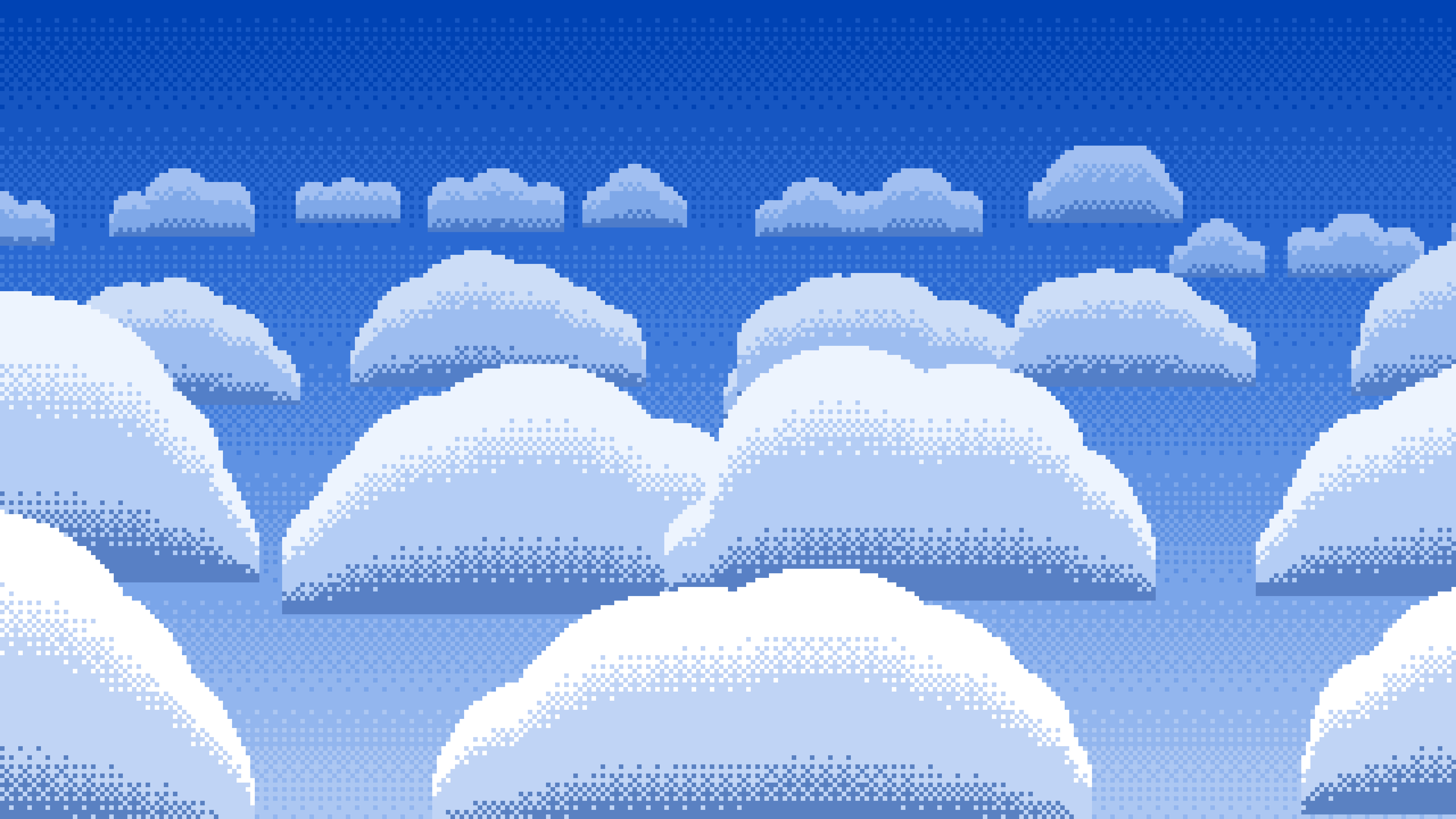Blue Pixel Art Clouds desktop wallpaper in 4K