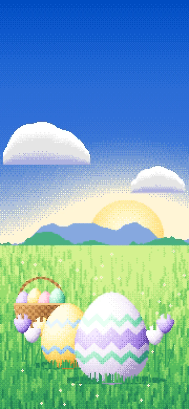 Blue Pixel Art Easter Eggs wallpaper for iPhone and Android