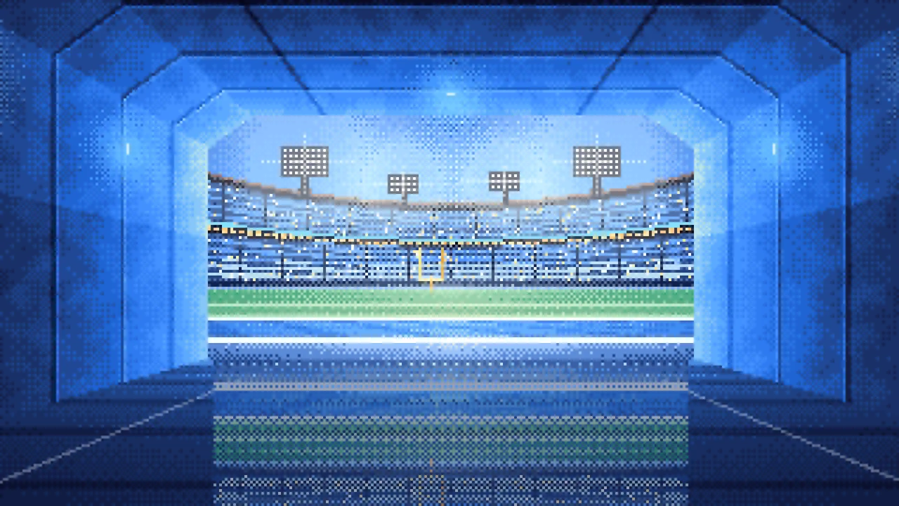 Blue Pixel Art Football Stadium Tunnel desktop wallpaper in 4K