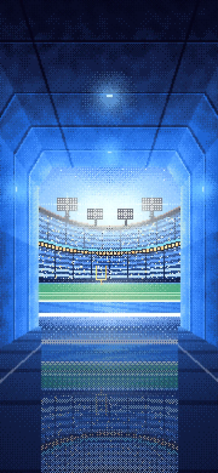 Blue Pixel Art Football Stadium Tunnel wallpaper for iPhone and Android