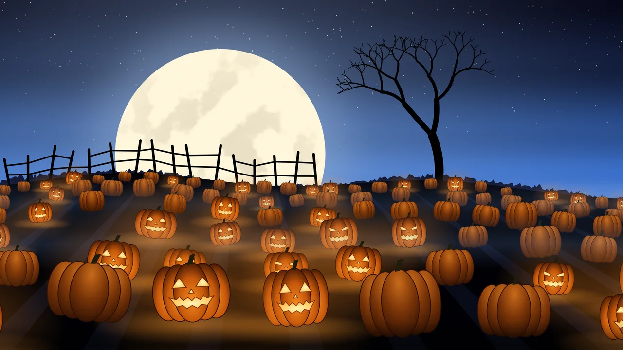 Blue Pumpkin Patch desktop wallpaper in 4K