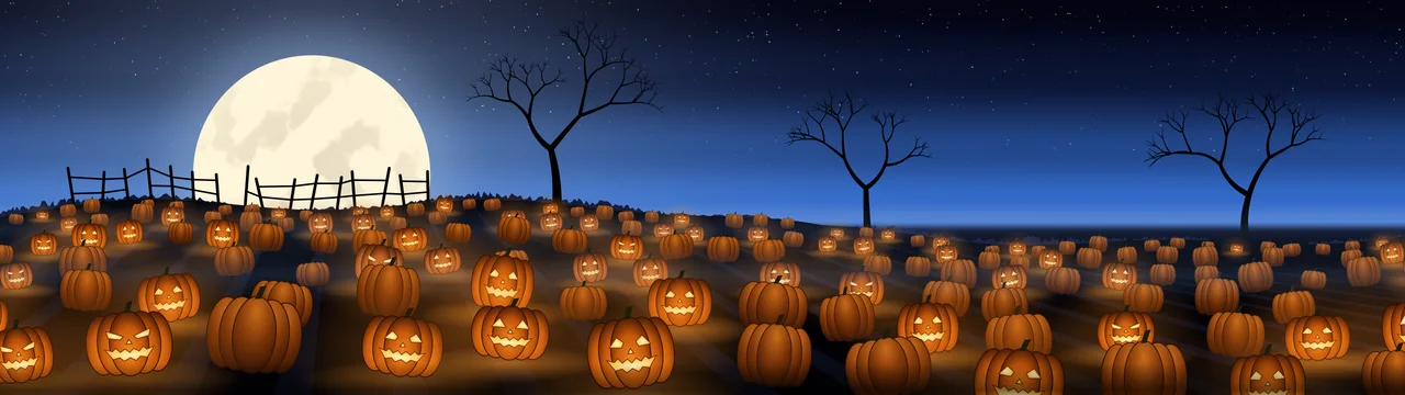 Blue Pumpkin Patch dual monitor wallpaper, 7680 × 2160