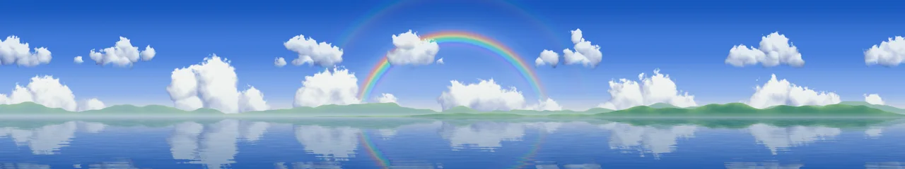 Blue Rainbow Sky triple monitor wallpaper, 7680 × 1440