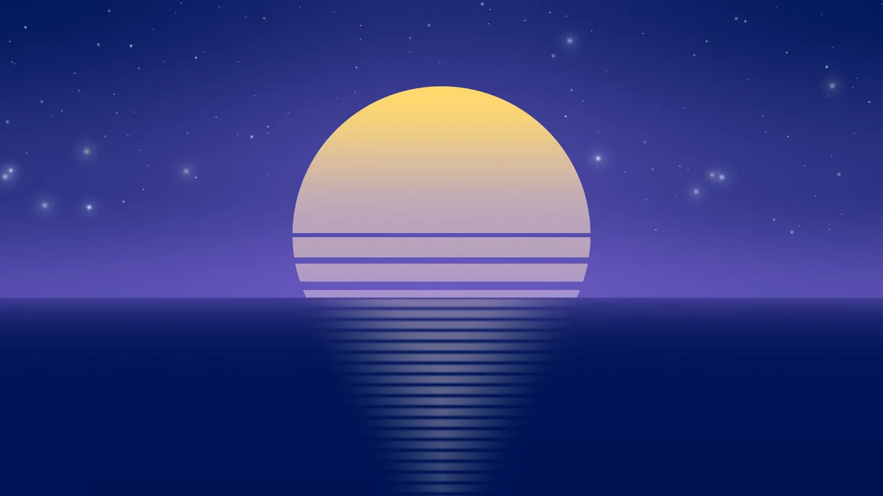 Blue Retro Striped Sun desktop wallpaper in 4K