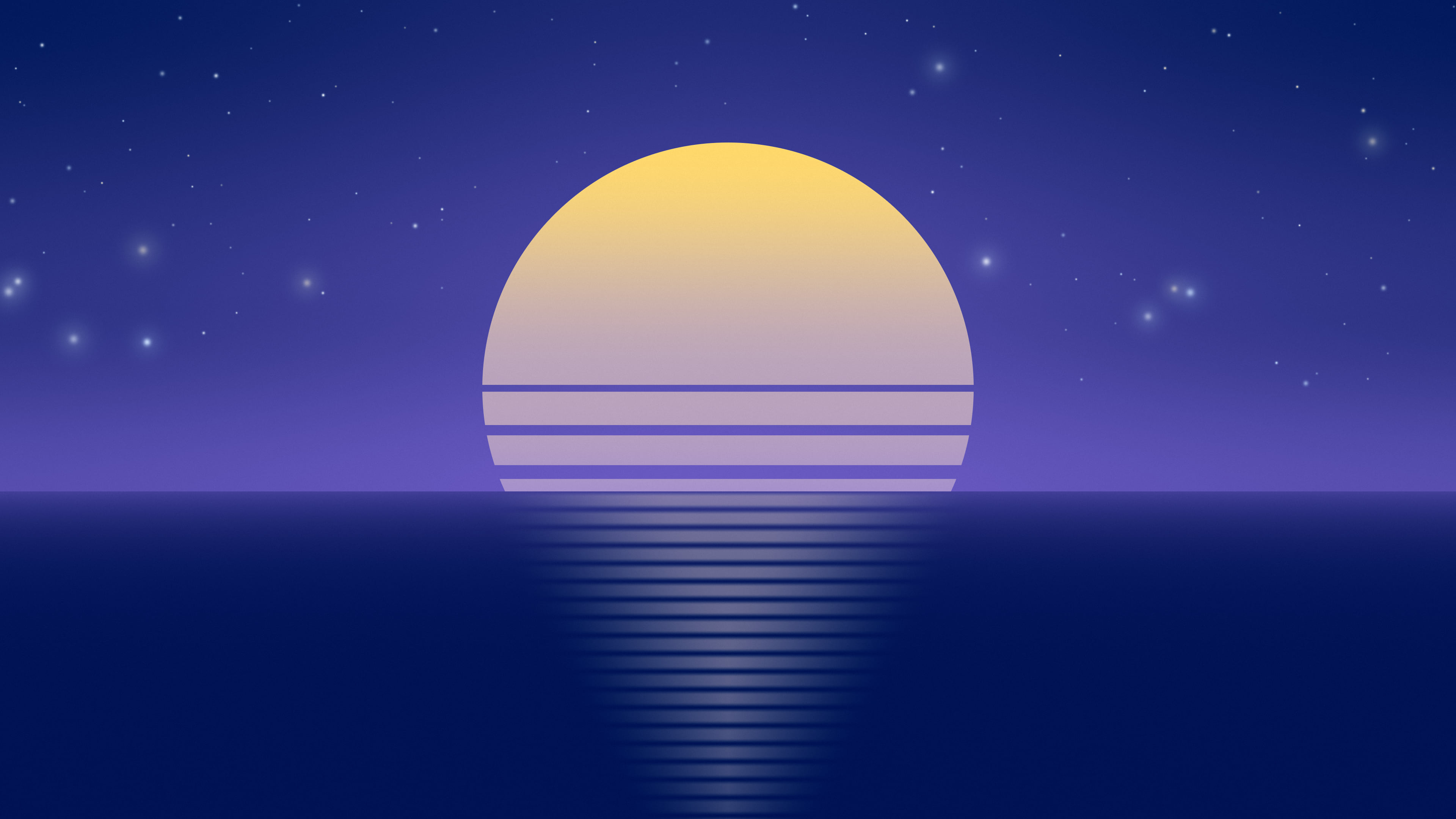 Blue Retro Striped Sun desktop wallpaper in 4K