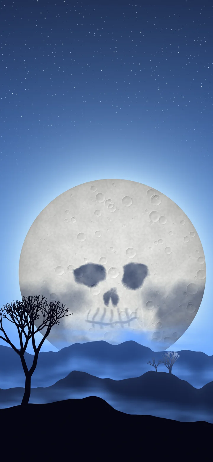 Blue Skull Moon wallpaper for iPhone and Android