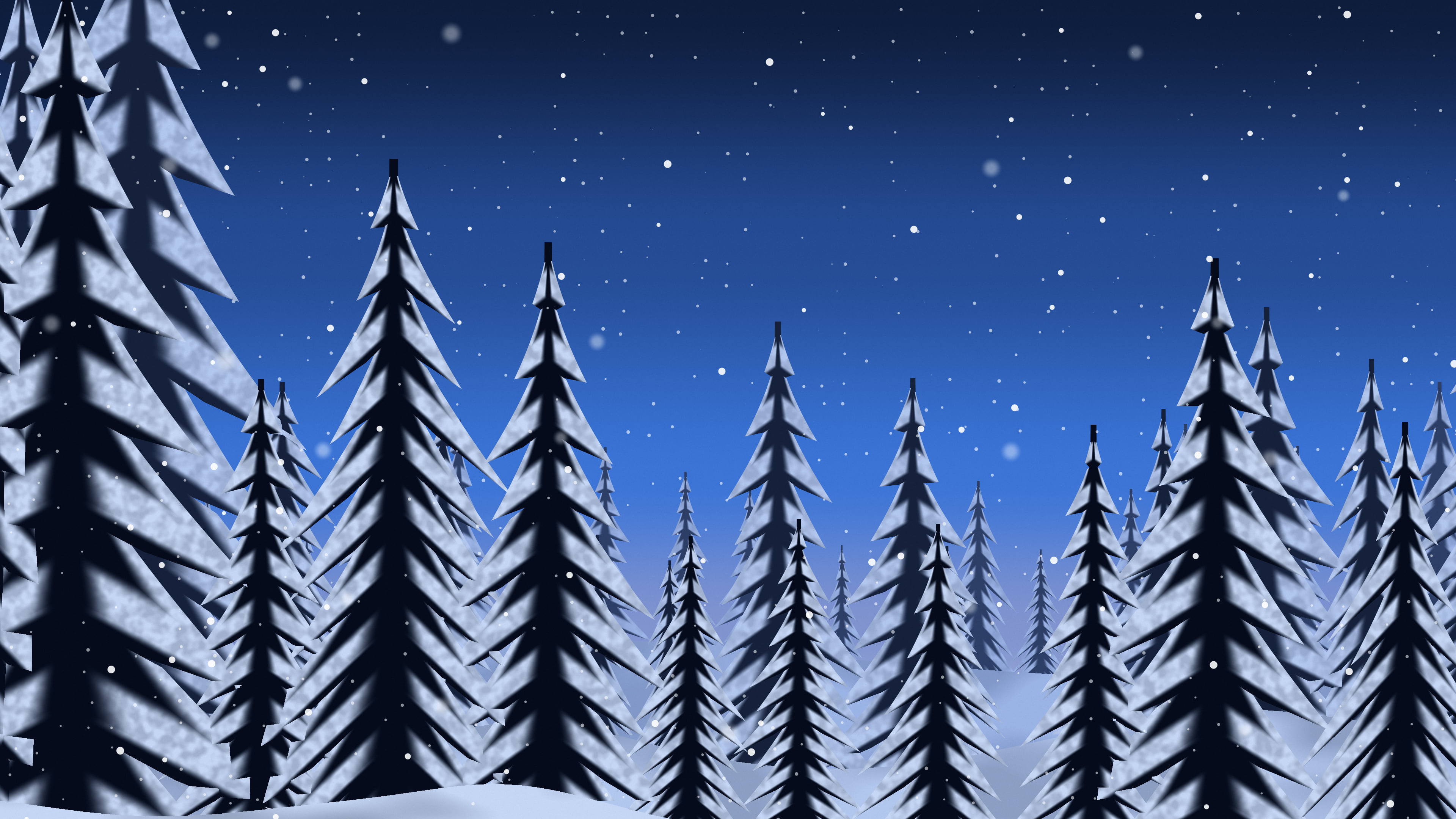 Blue Snowy Pine Trees desktop wallpaper in 4K