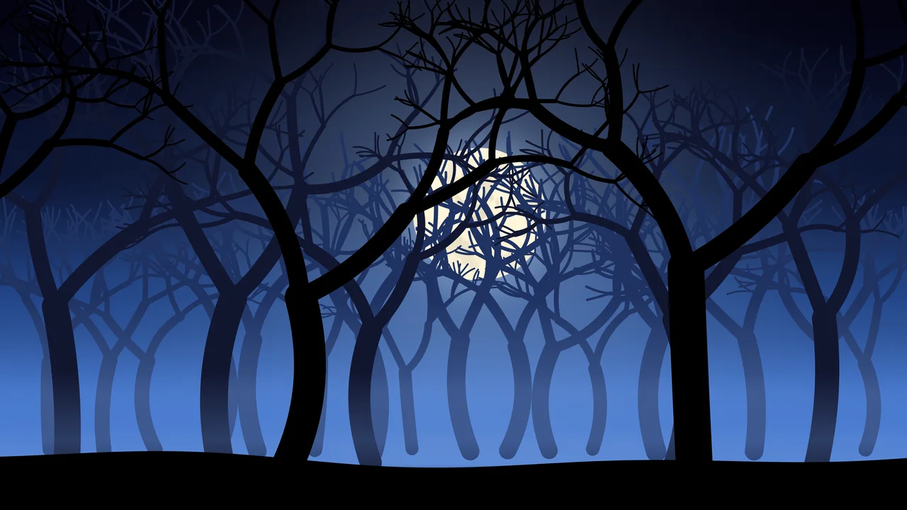 Blue Spooky Forest desktop wallpaper in 4K