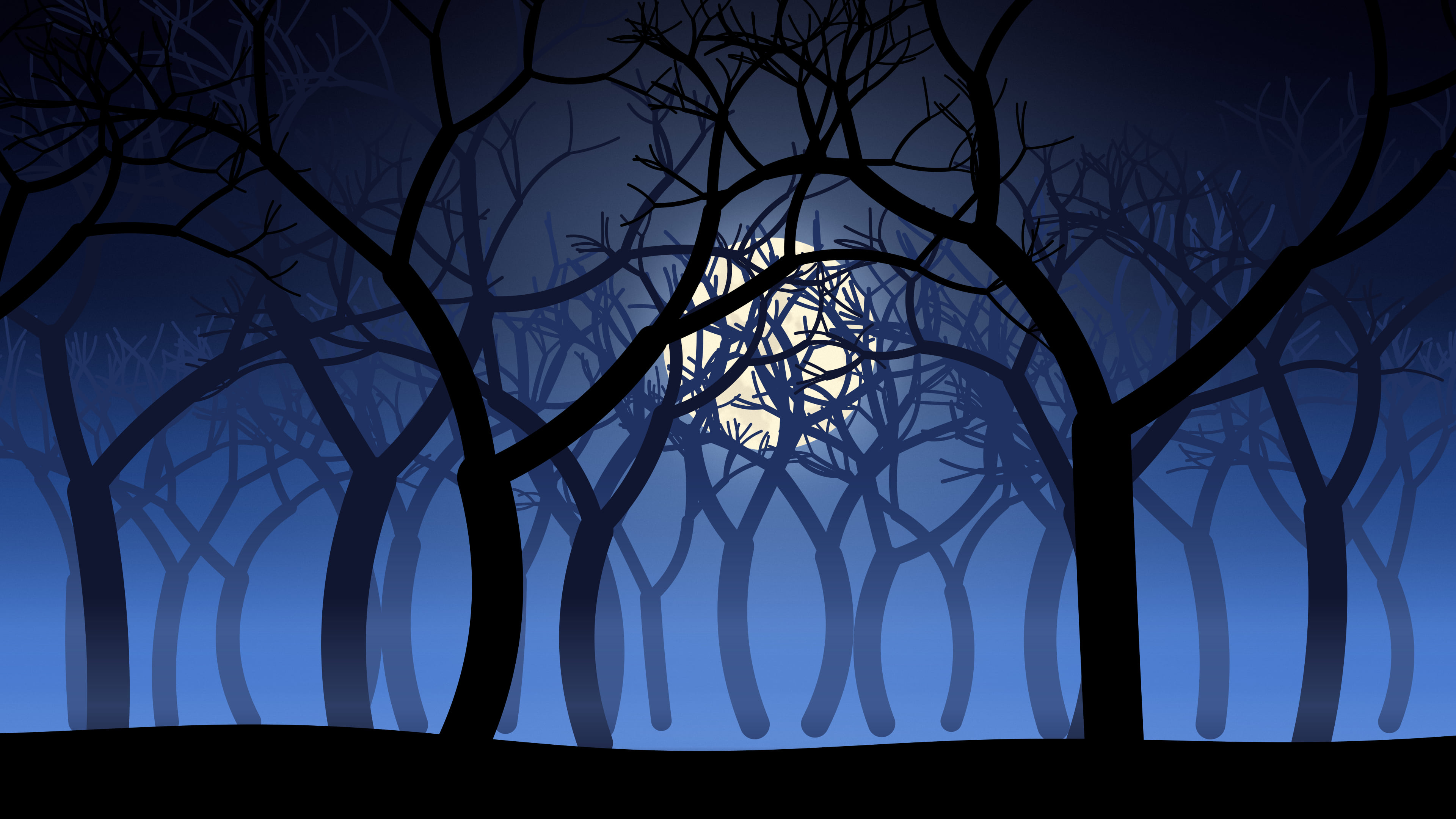 Blue Spooky Forest desktop wallpaper in 4K