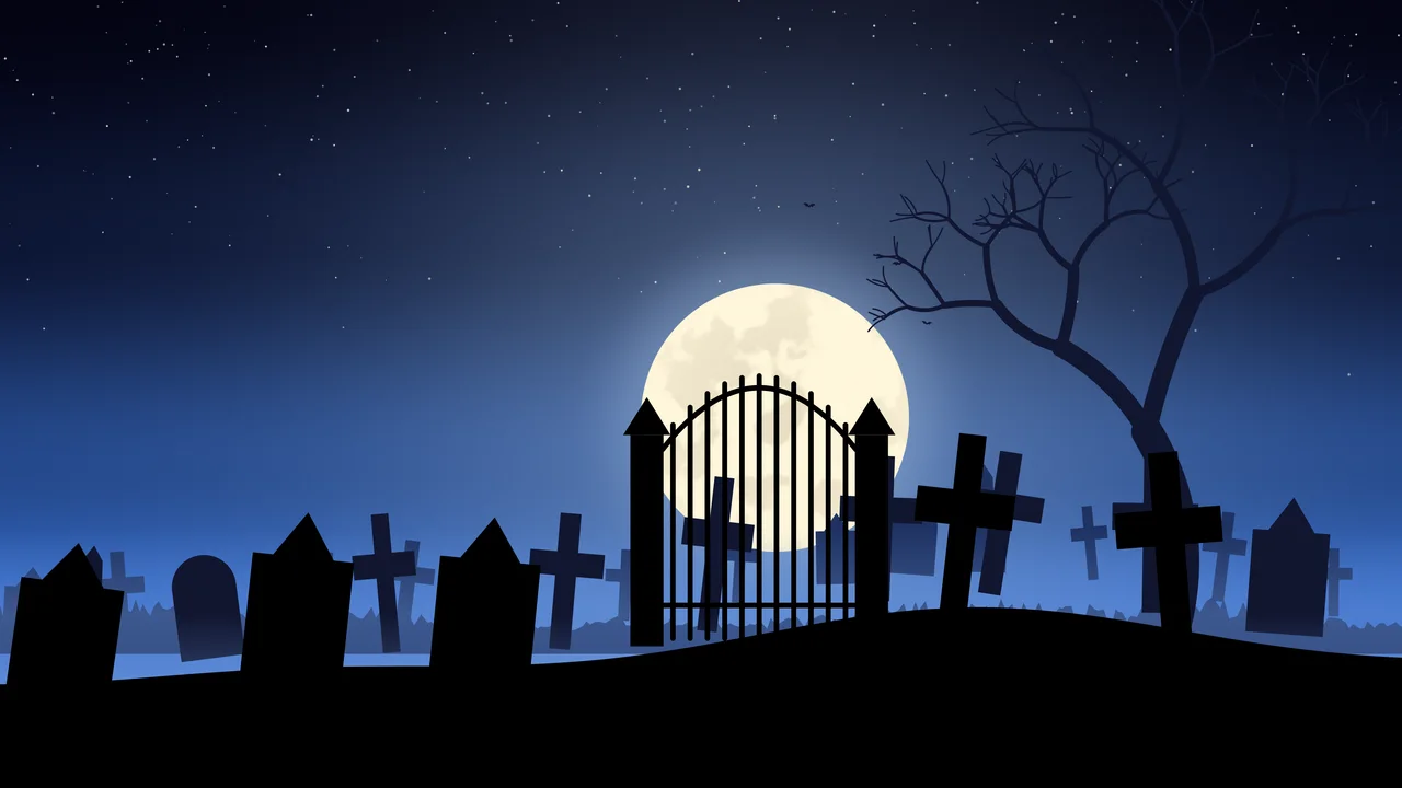Blue Spooky Graveyard desktop wallpaper in 4K