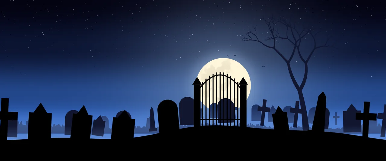 Blue Spooky Graveyard ultrawide wallpaper, 3440 × 1440