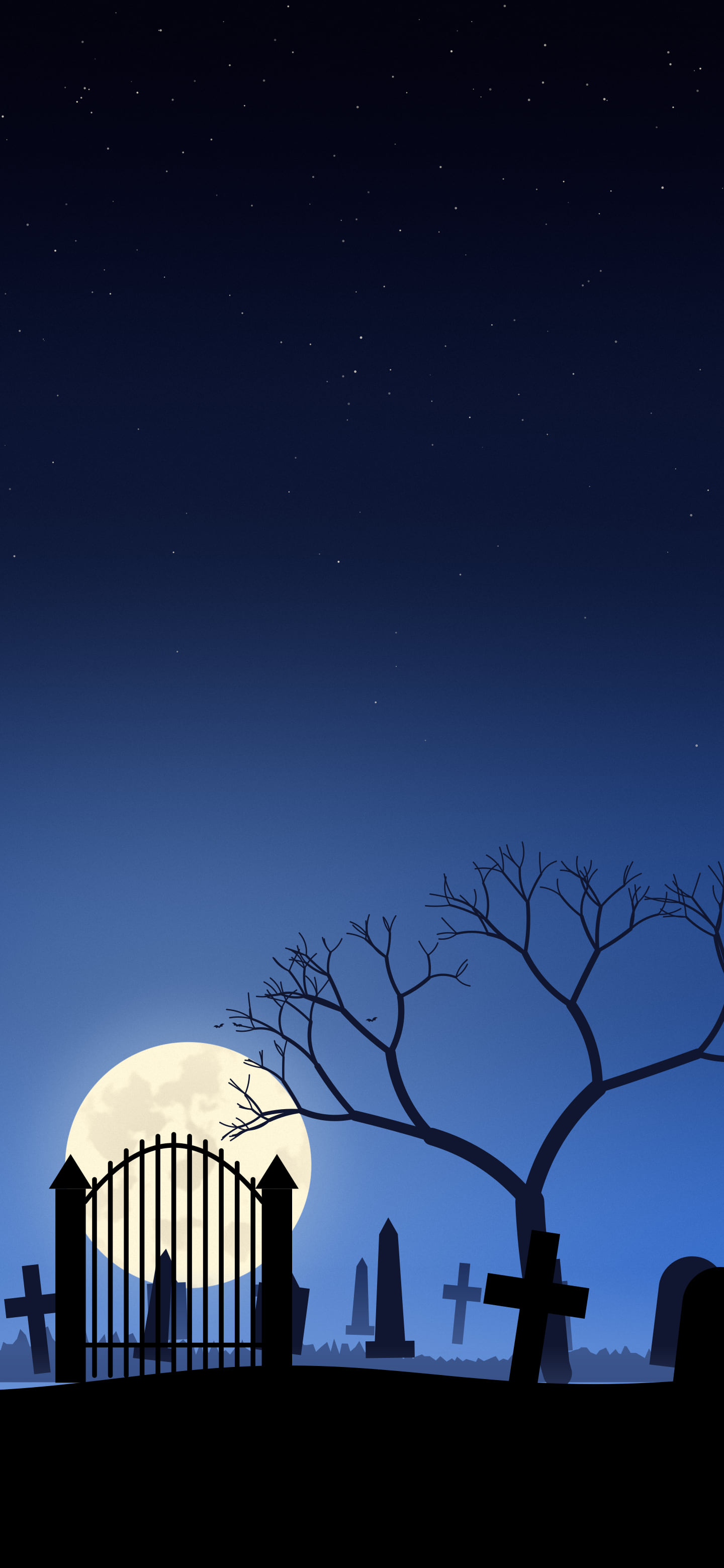 Blue Spooky Graveyard wallpaper for iPhone and Android