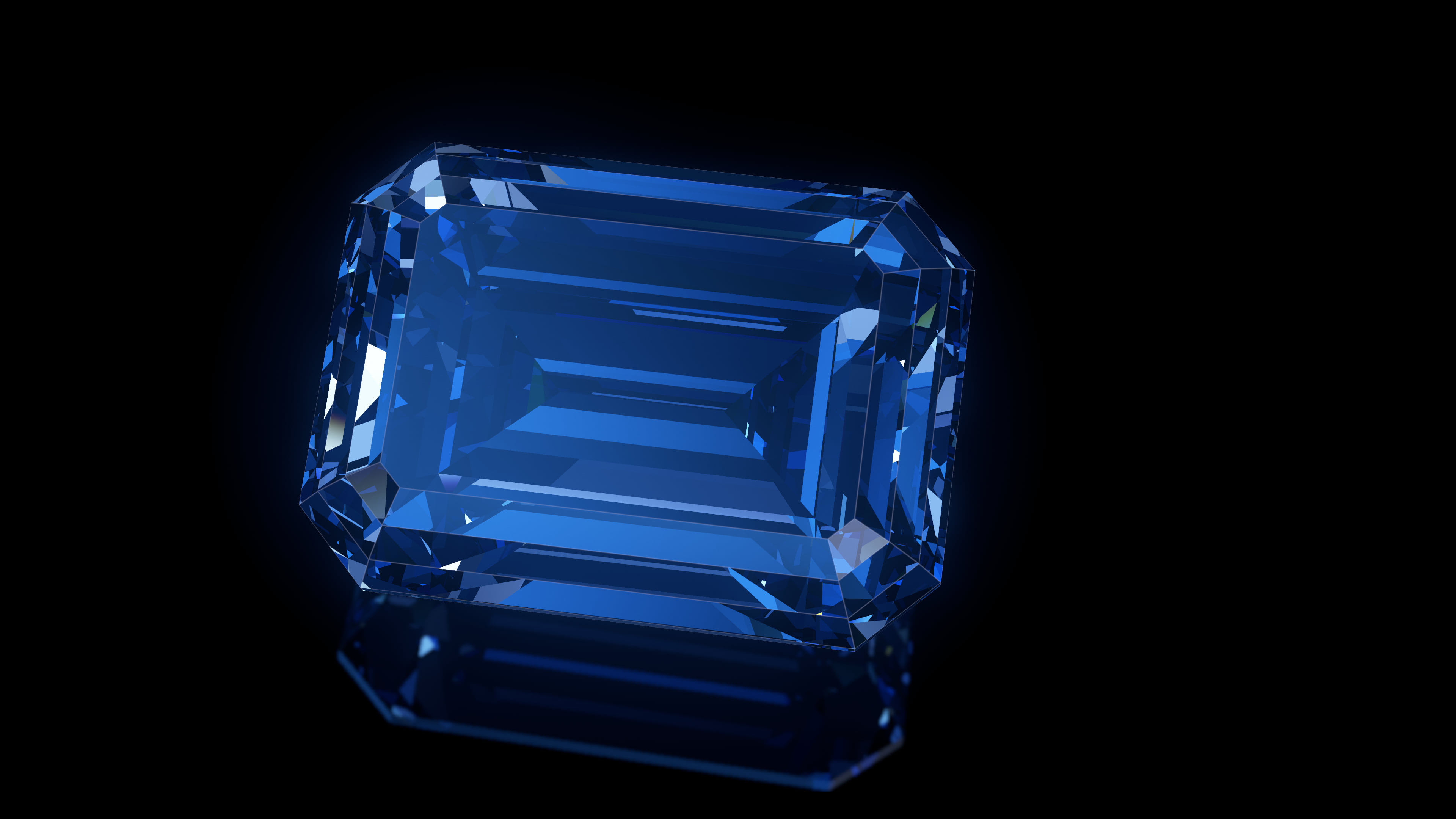 Blue Step Cut Diamond desktop wallpaper in 4K