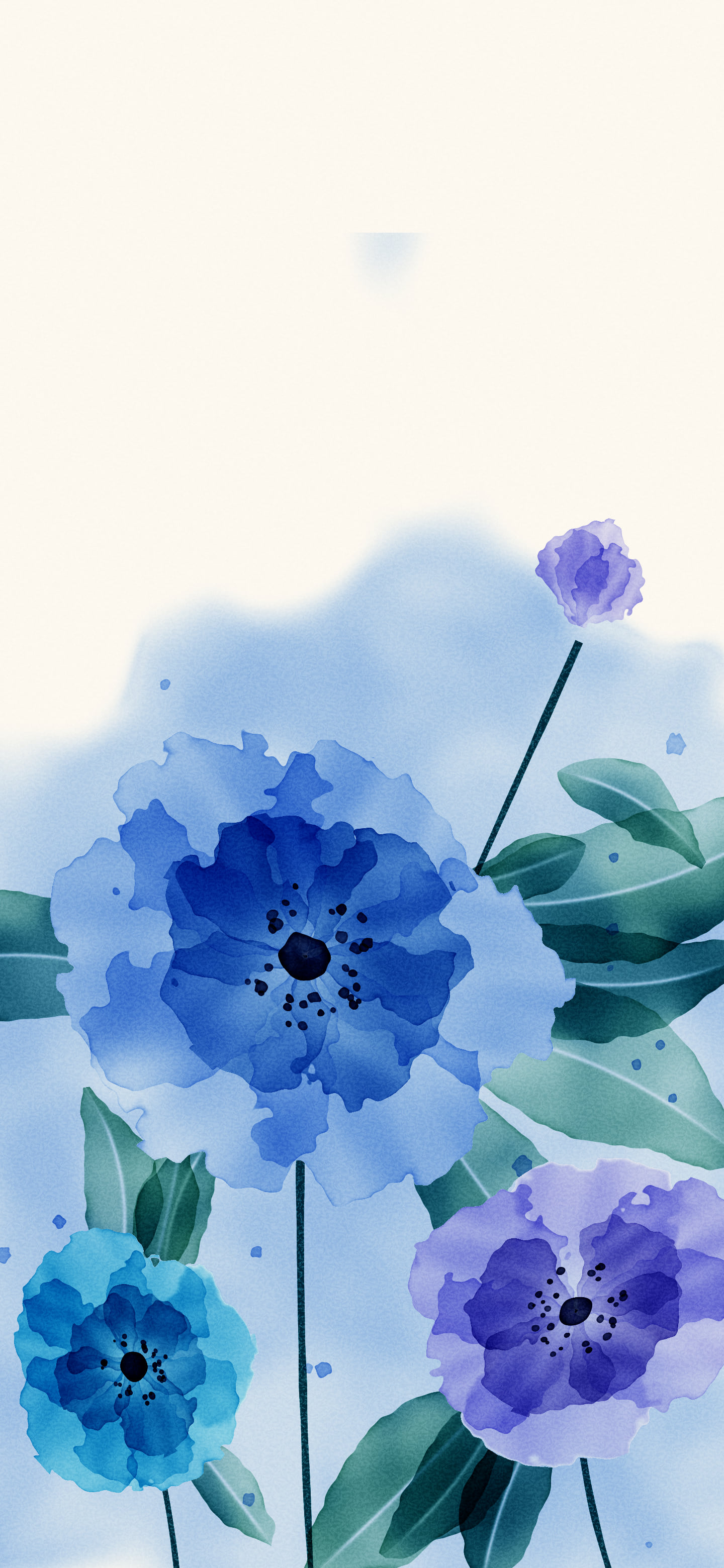 Blue Watercolor Flowers wallpaper for iPhone and Android