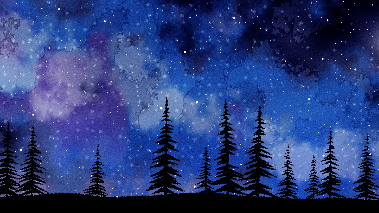 Blue Watercolor Galaxy Night Sky desktop wallpaper in 4K
