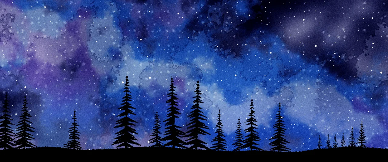 Blue Watercolor Galaxy Night Sky ultrawide wallpaper, 3440 × 1440