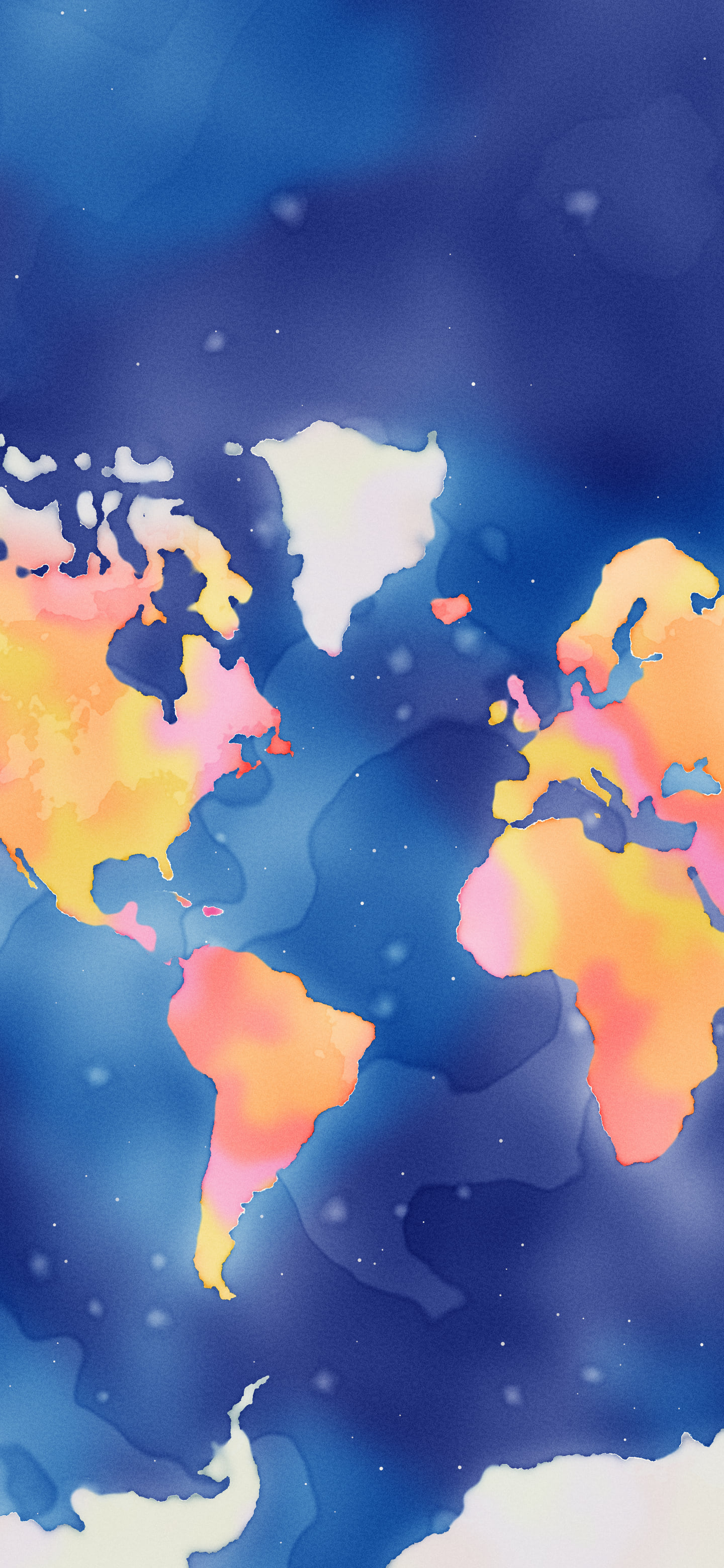 Blue Watercolor World Map wallpaper for iPhone and Android