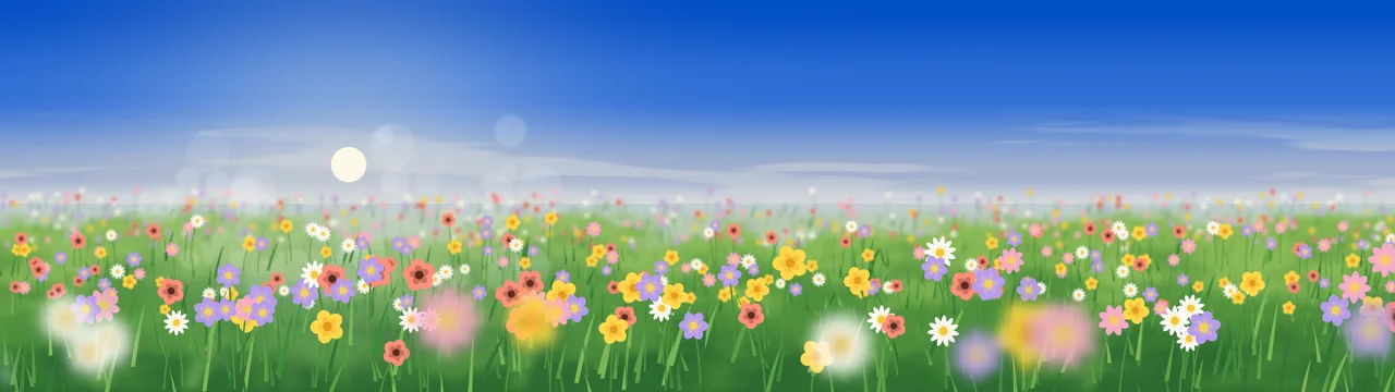 Blue Wildflower Meadow dual monitor wallpaper, 7680 × 2160