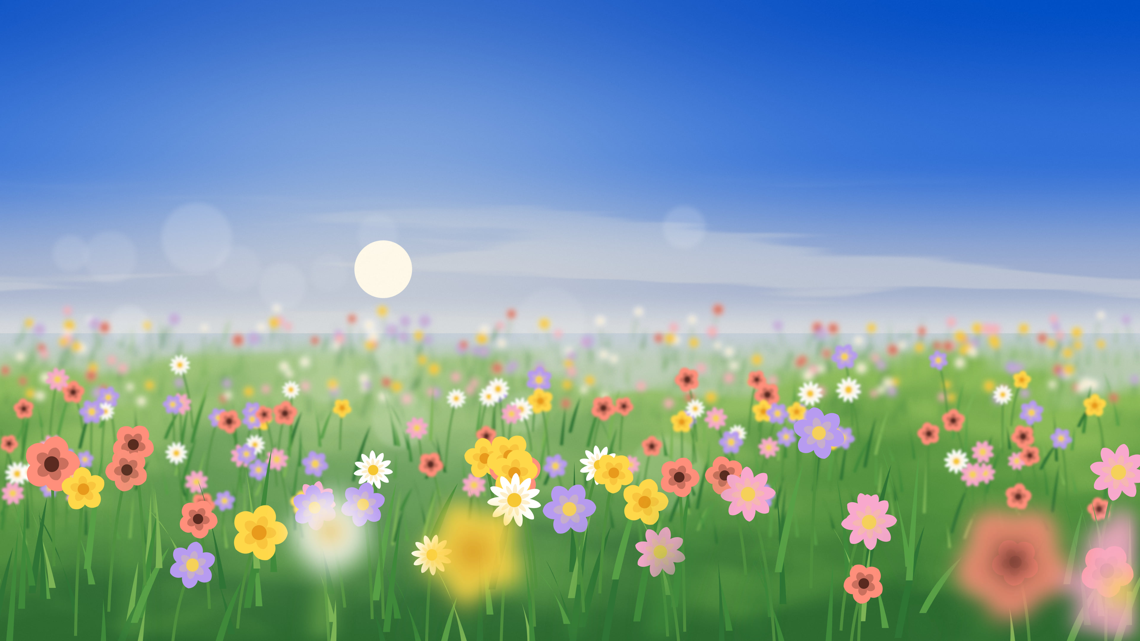 Blue Wildflower Meadow desktop wallpaper in 4K