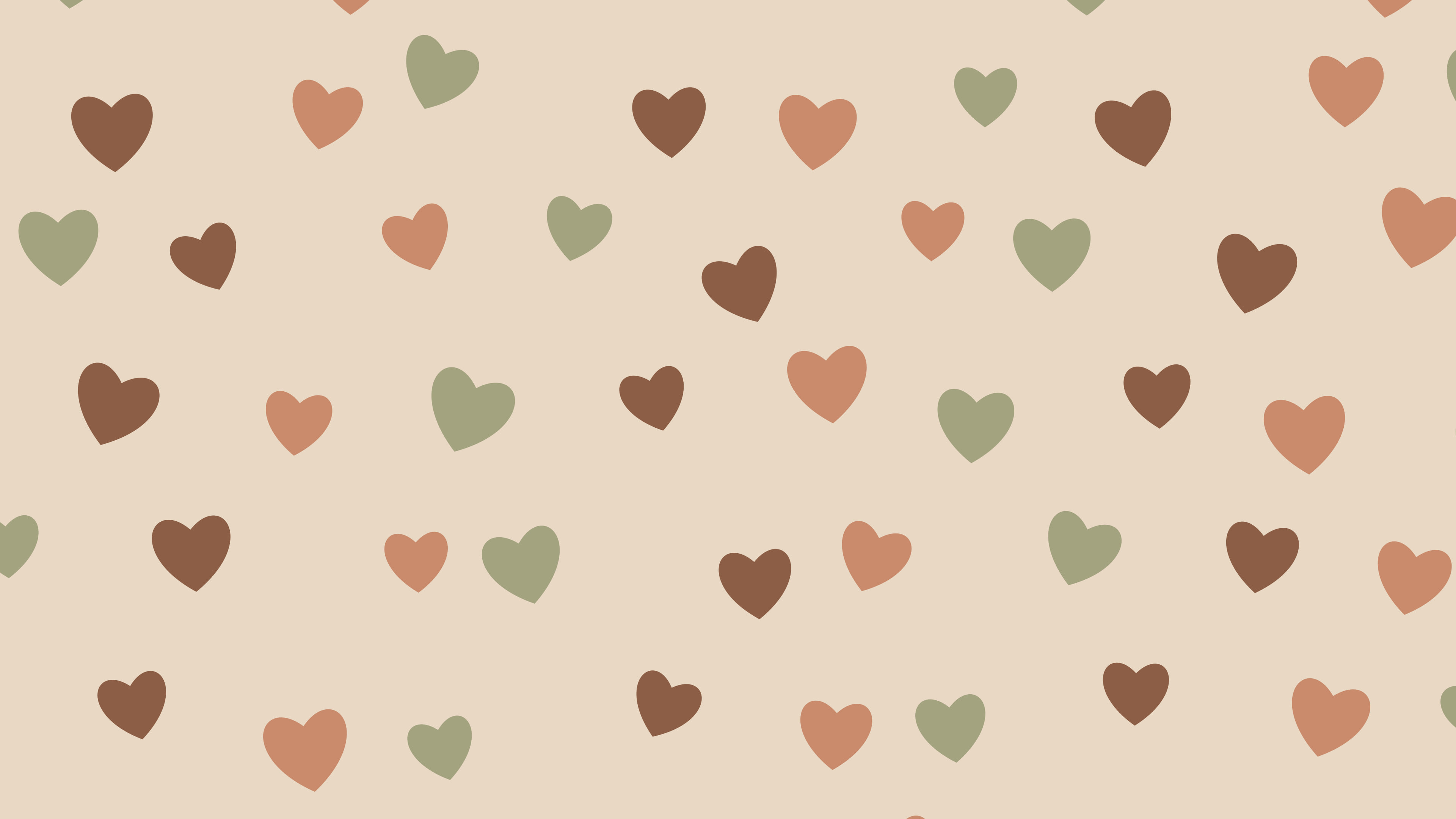 Boho Neutral Heart Pattern desktop wallpaper in 4K