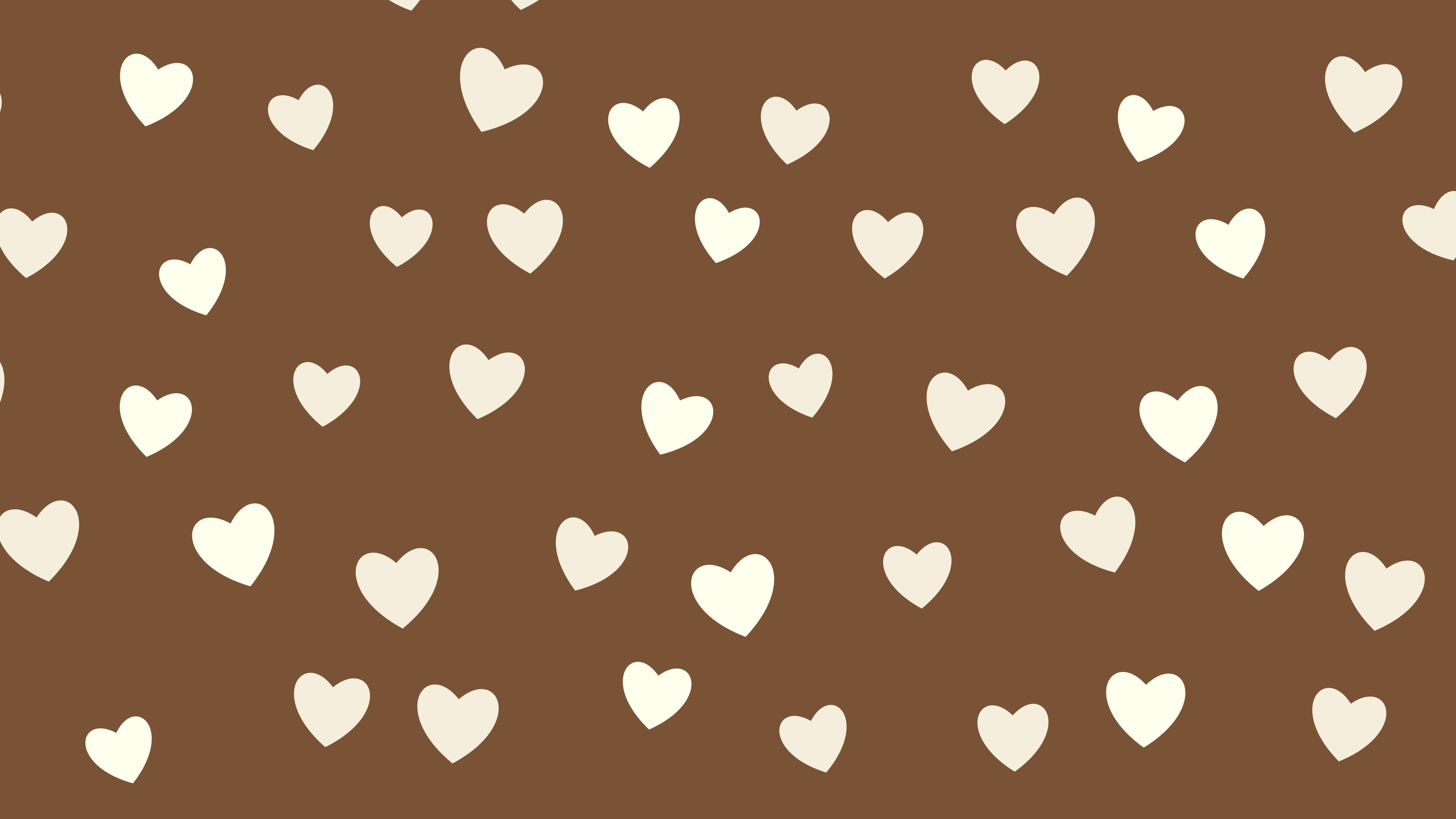 Brown and Cream Heart Pattern desktop wallpaper in 4K