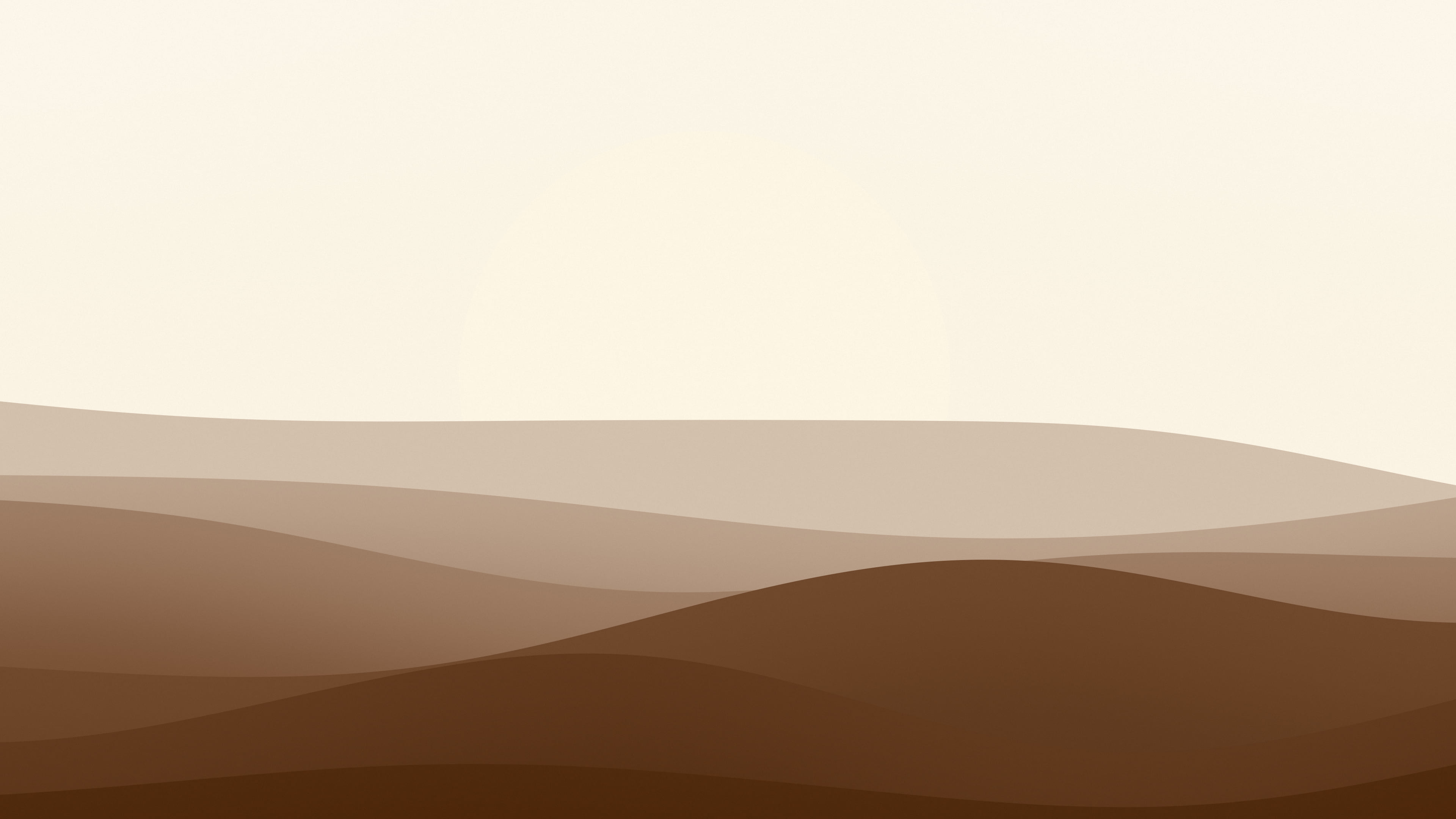Brown and Cream Minimalist Sunset Hills desktop wallpaper in 4K
