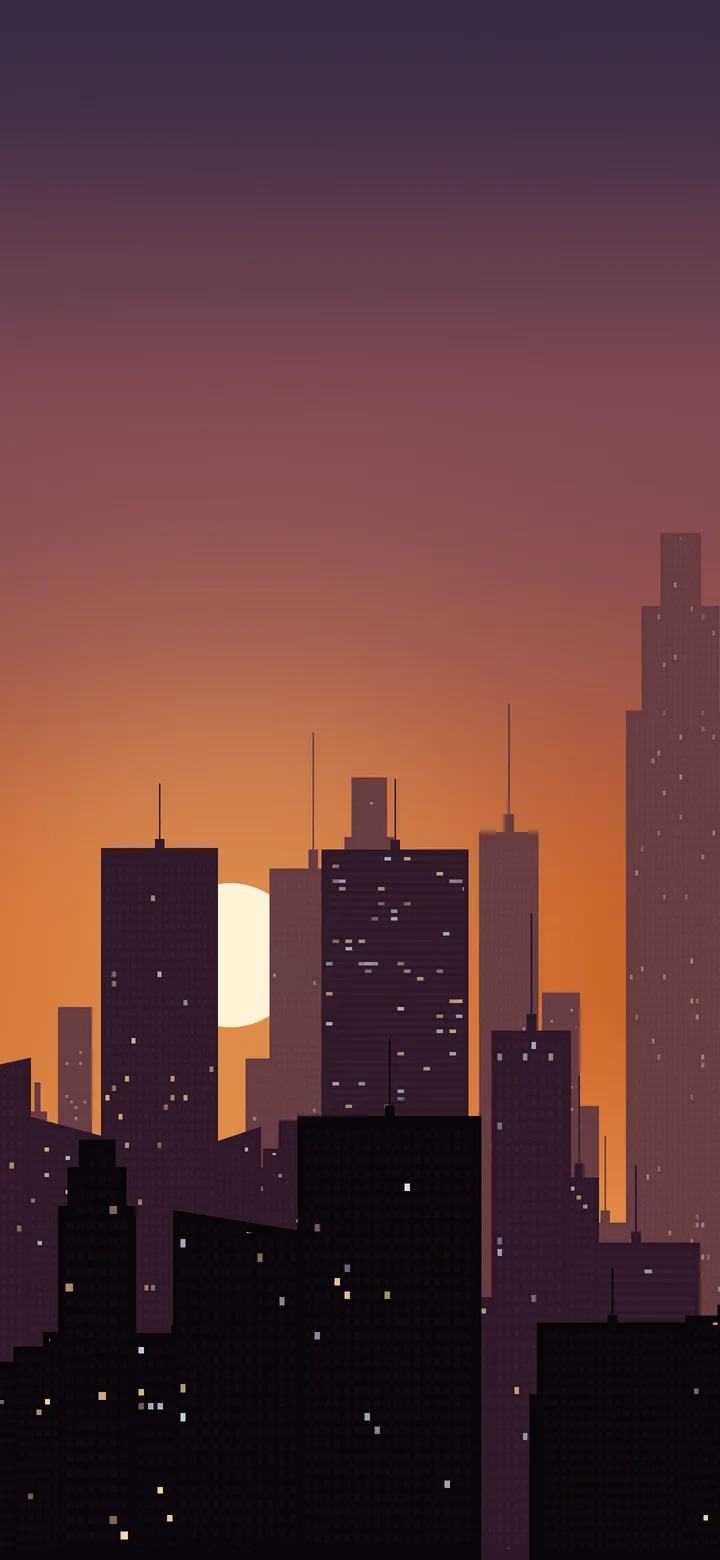 Burnt Orange City Skyline Sunset wallpaper for iPhone and Android