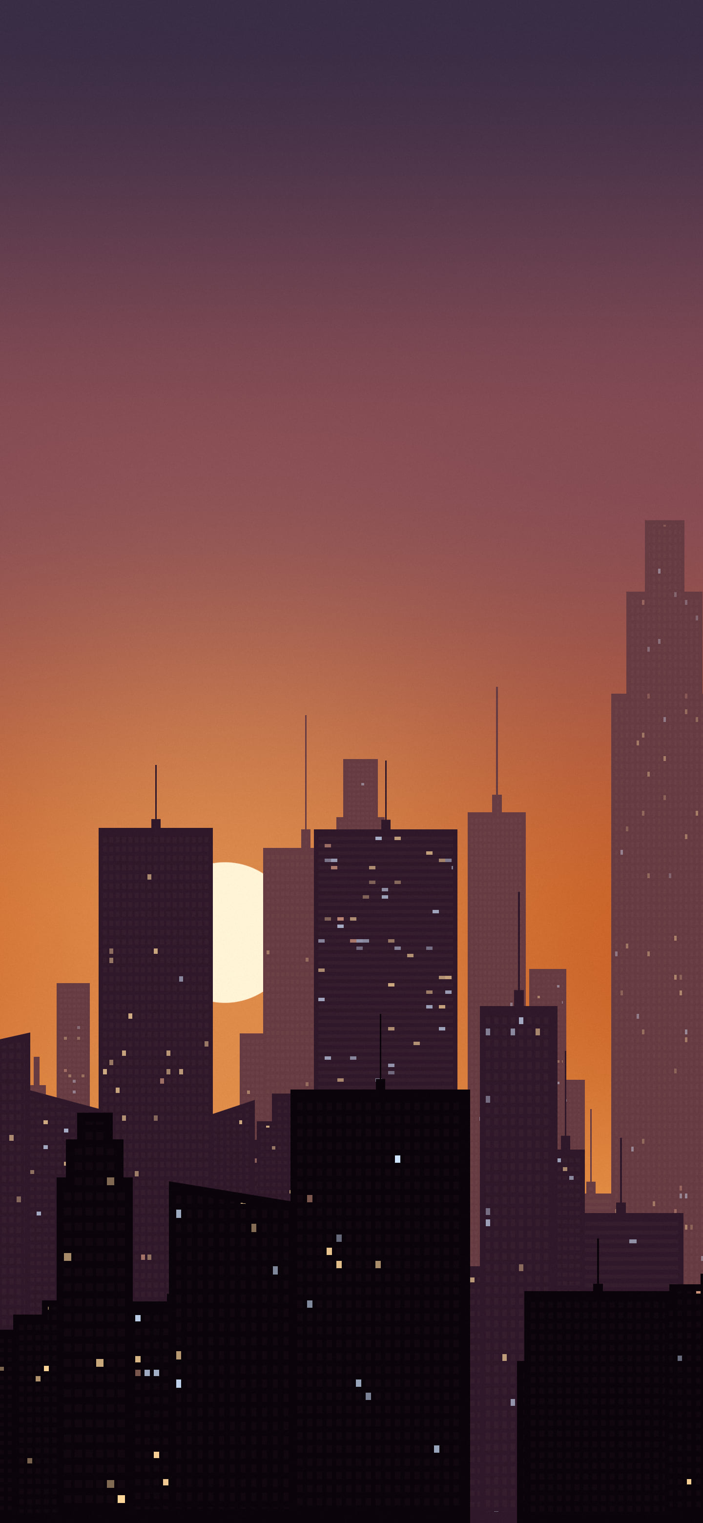 Burnt Orange City Skyline Sunset wallpaper for iPhone and Android
