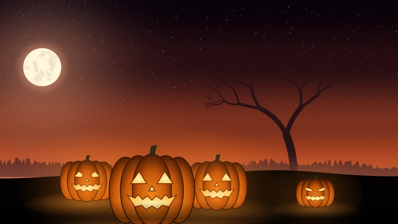 Burnt Orange Jack O Lantern Pumpkins desktop wallpaper in 4K