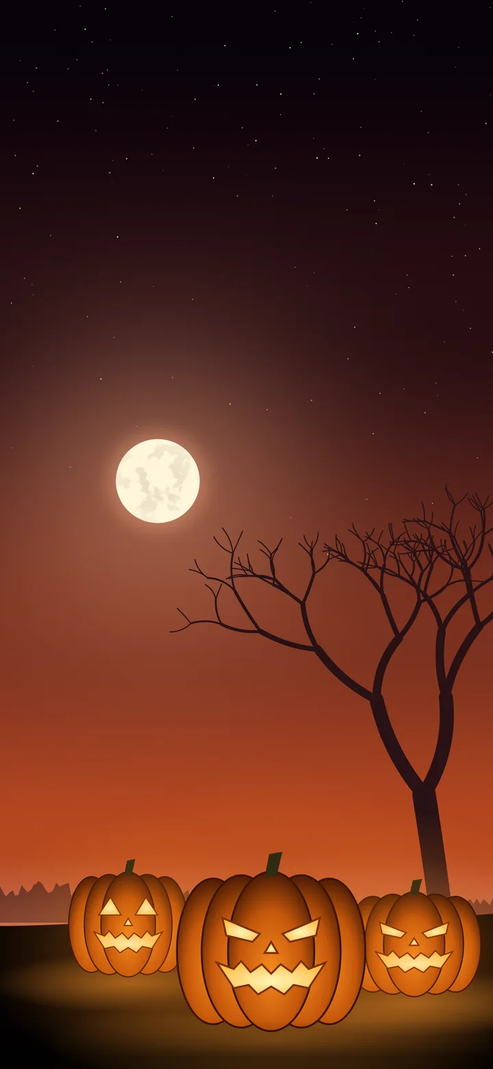 Burnt Orange Jack O Lantern Pumpkins wallpaper for iPhone and Android