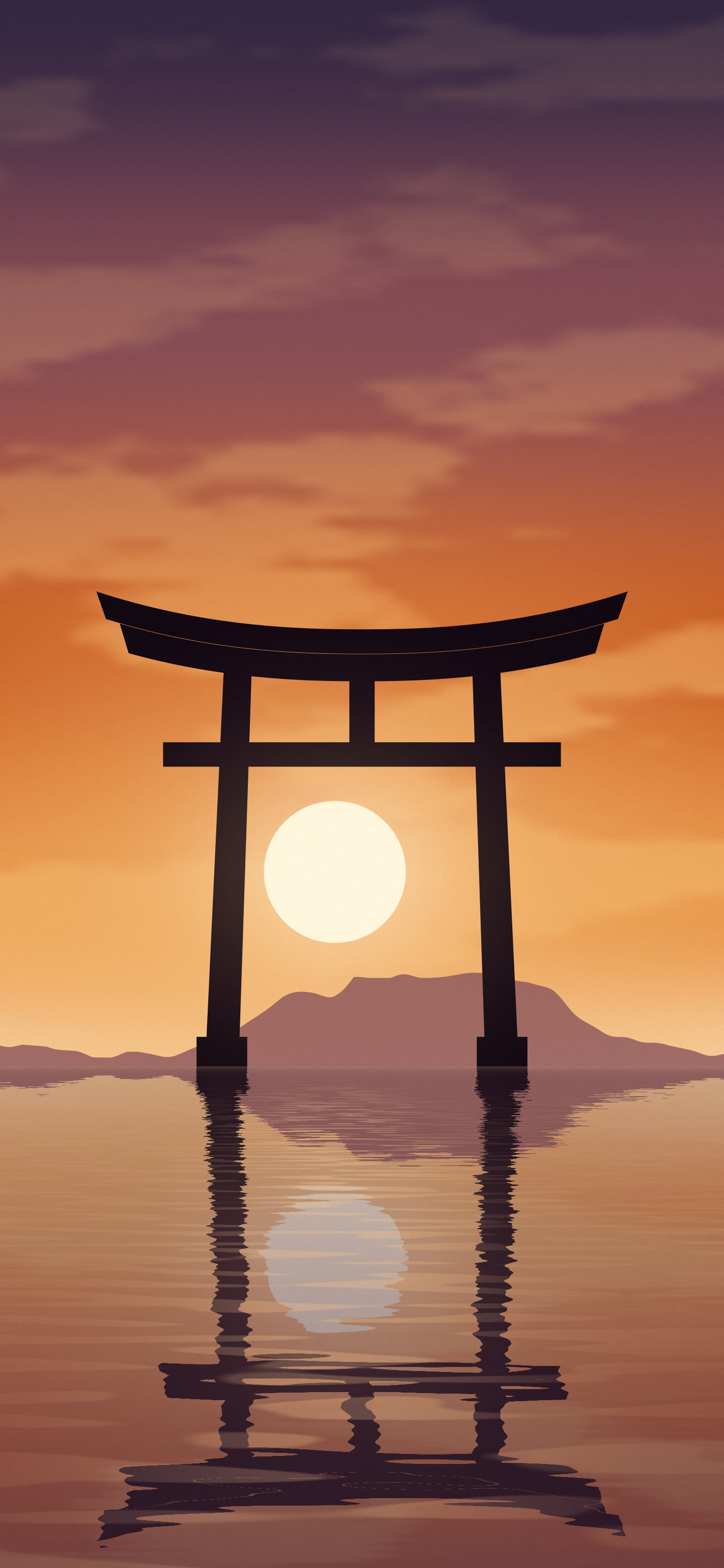 Burnt Orange Japanese Torii Gate Sunset wallpaper for iPhone and Android