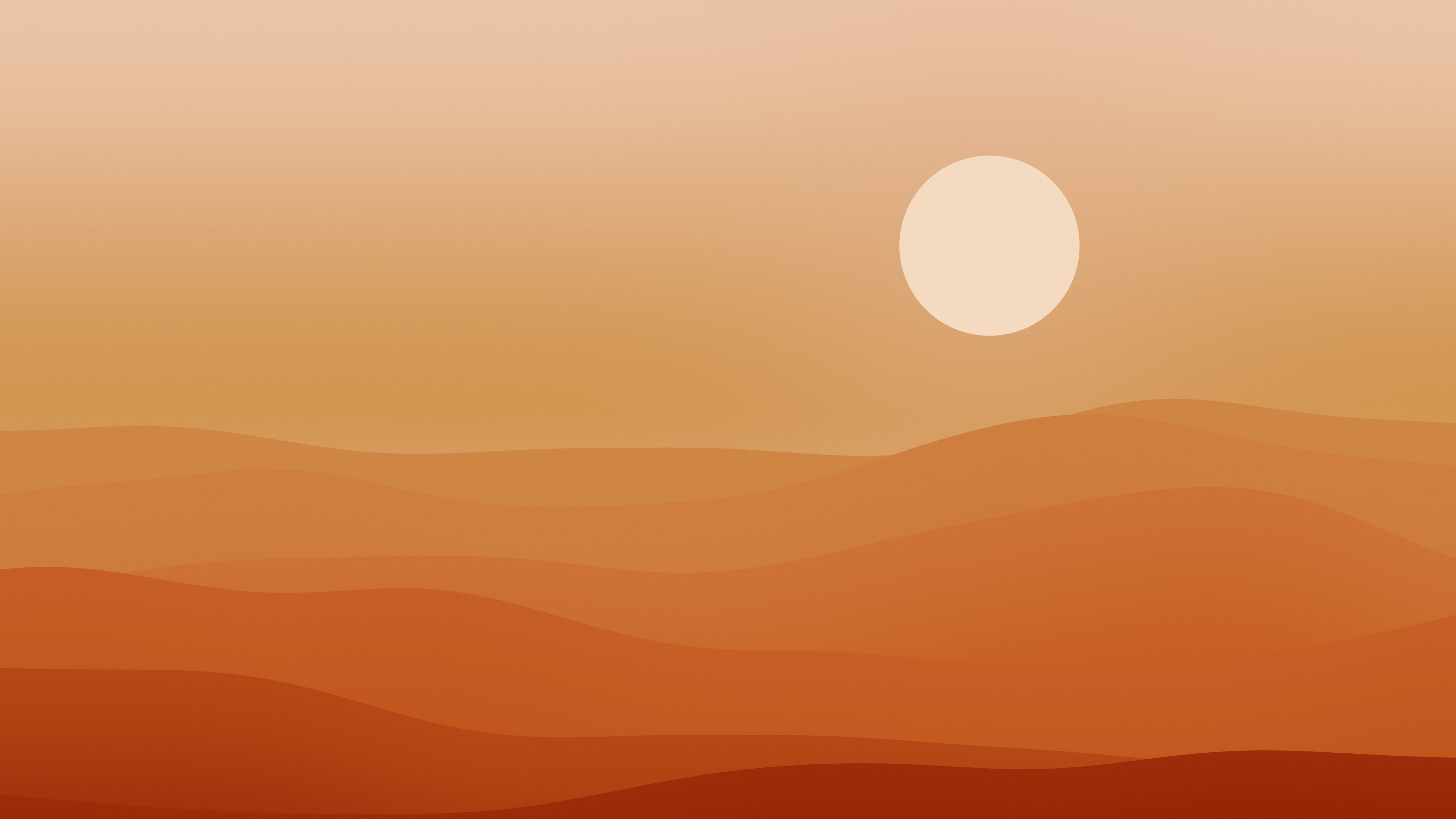 Burnt Orange Minimalist Desert Dunes desktop wallpaper in 4K