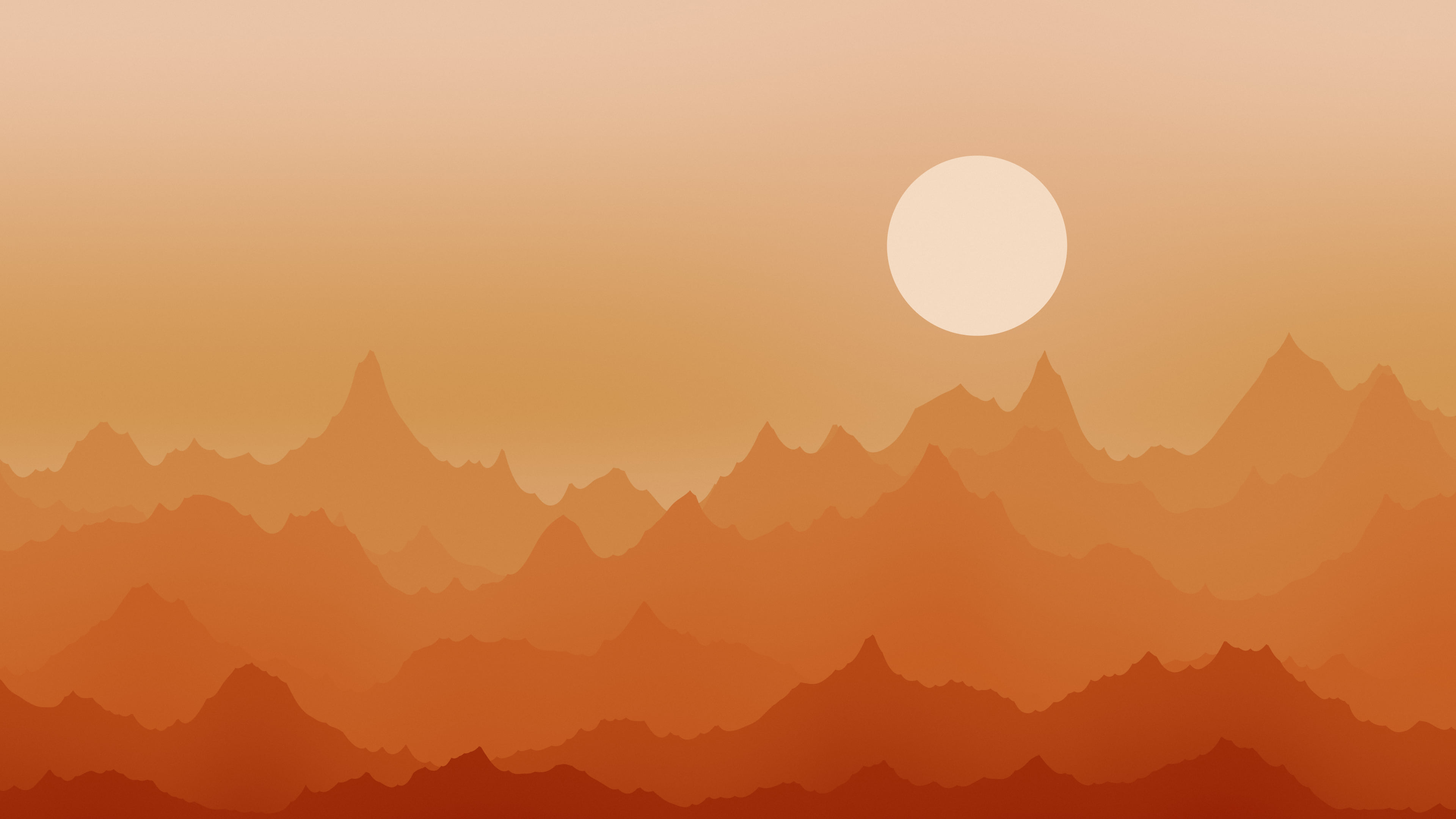 Burnt Orange Minimalist Mountain Landscape desktop wallpaper in 4K