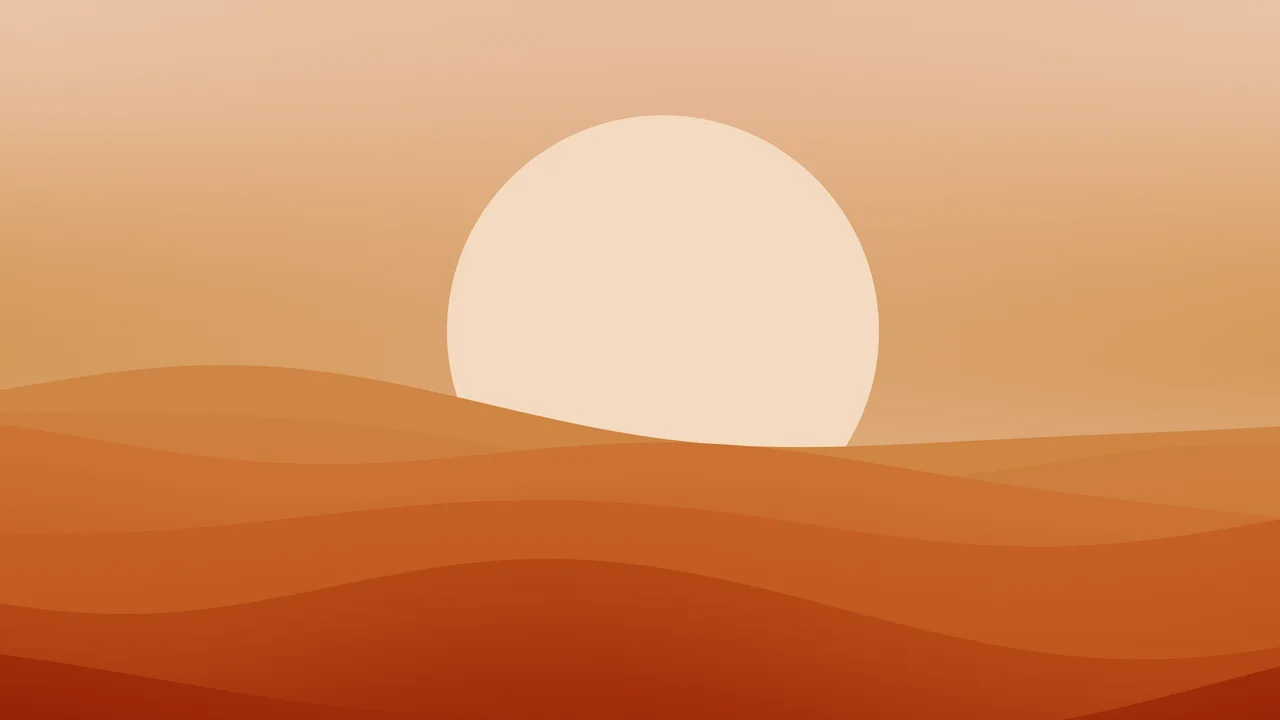 Burnt Orange Minimalist Sunset Hills desktop wallpaper in 4K