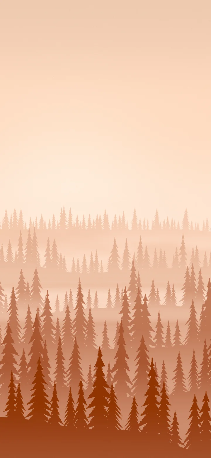 Burnt Orange Misty Pine Forest wallpaper for iPhone and Android